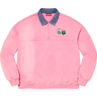 Denim Collar Half Zip Sweatshirt