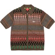 Gradient Grid Zip Up Polo
