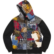 Patchwork Zip Up Hooded Sweatshirt