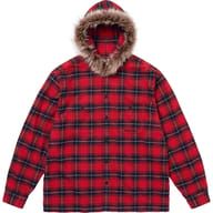 Fur Trim Flannel Hooded Shirt