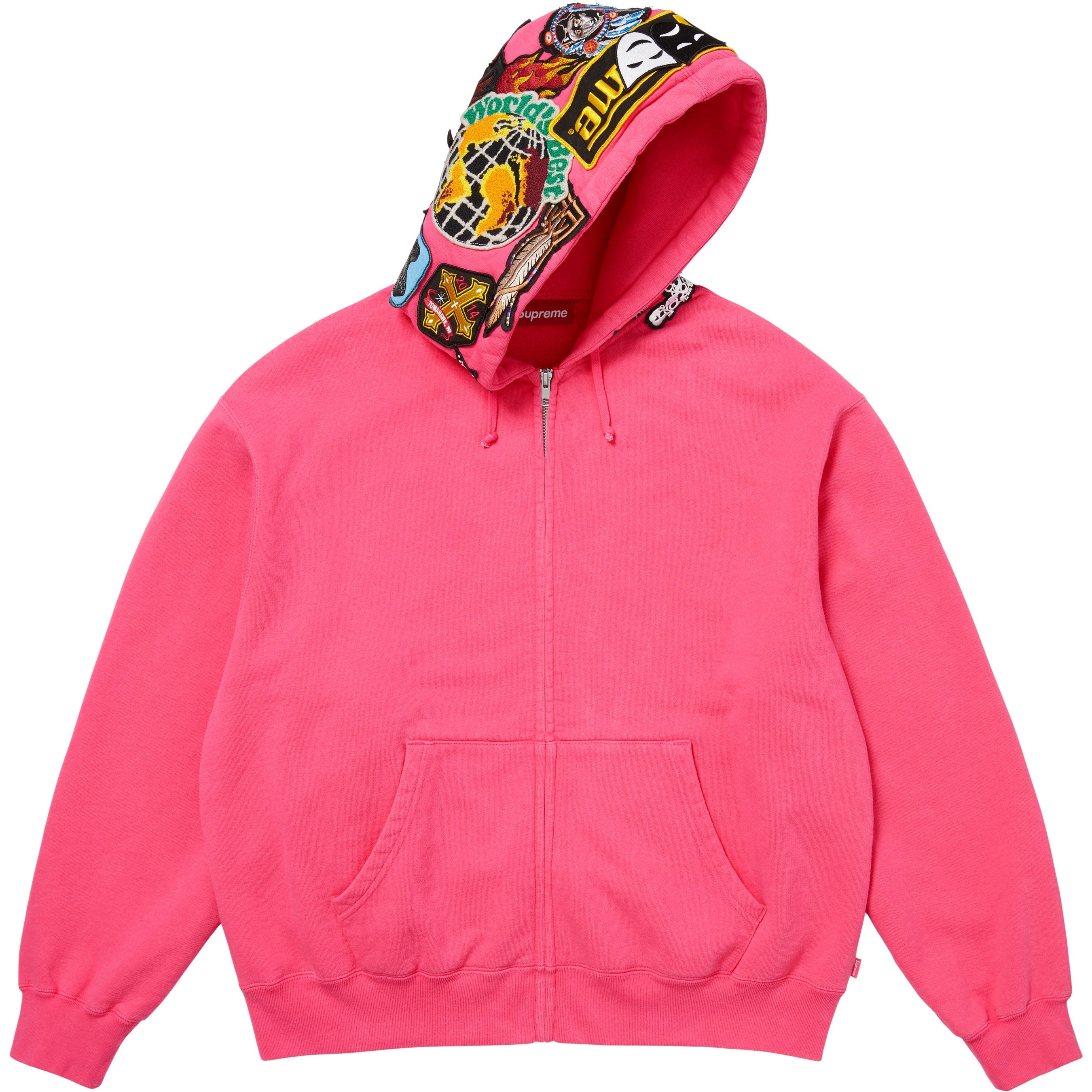 Patches Zip Up Hooded Sweatshirt