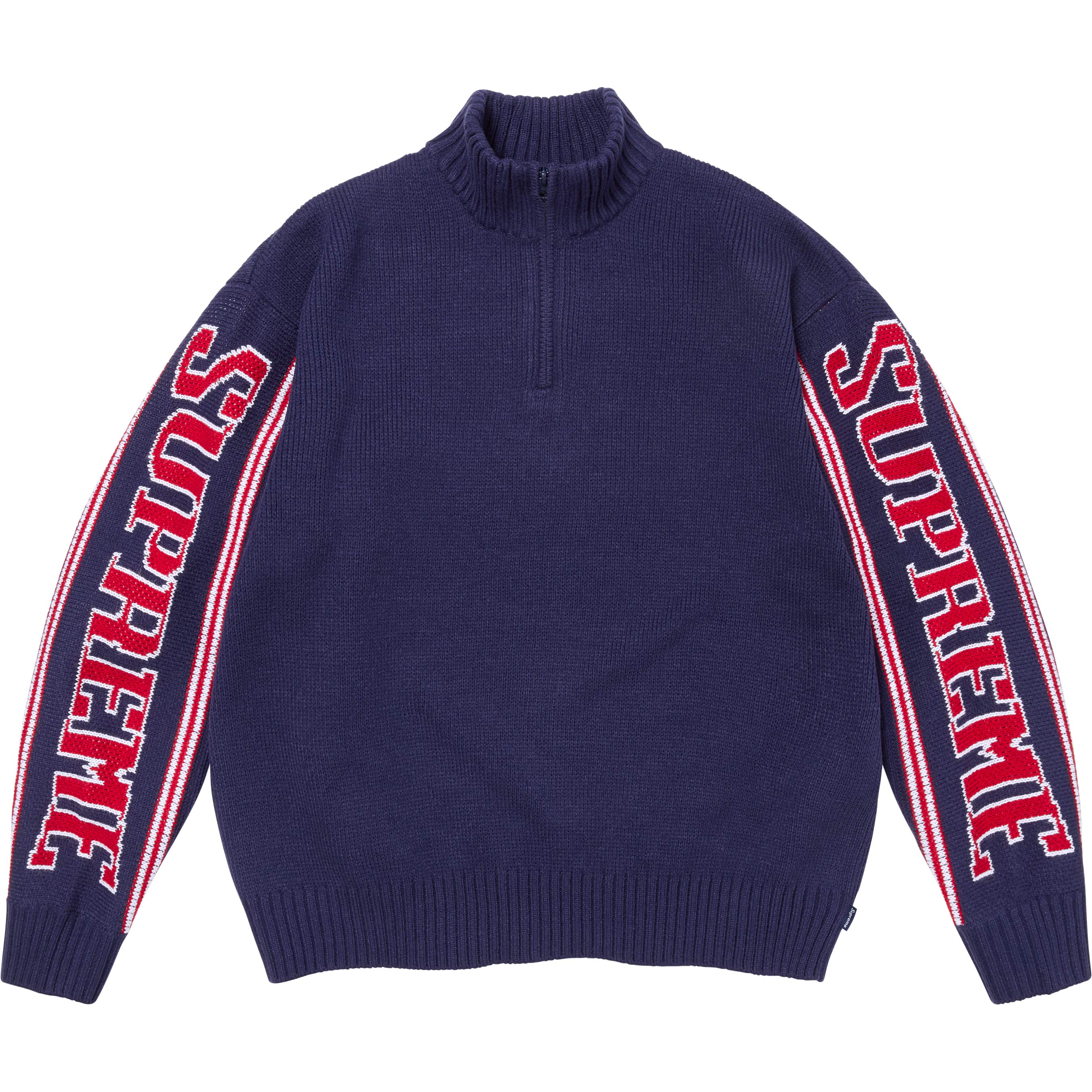 Jacquard Sleeve Half Zip Sweater
