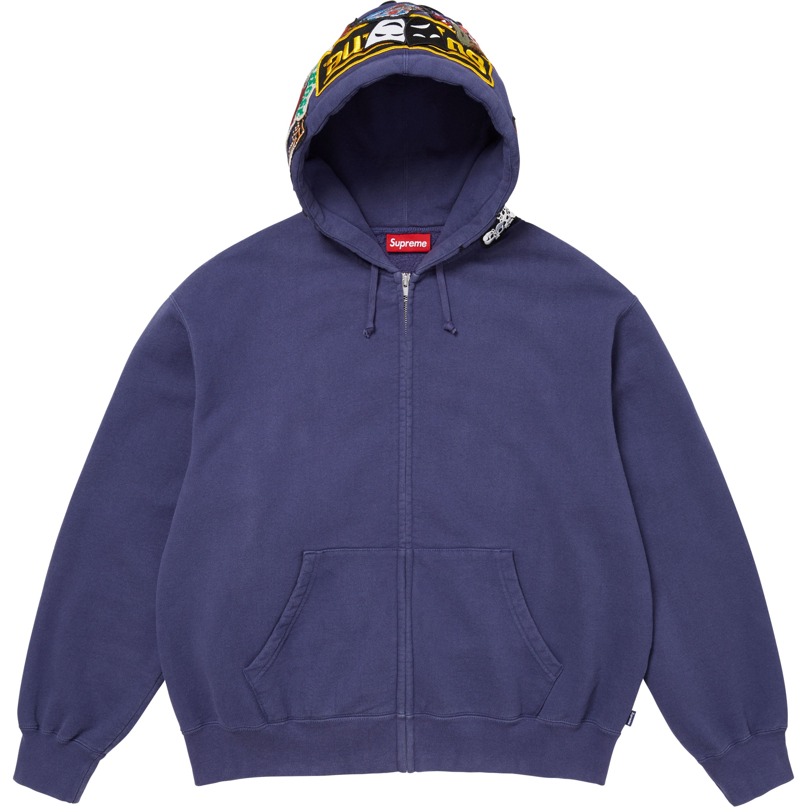 Patches Zip Up Hooded Sweatshirt