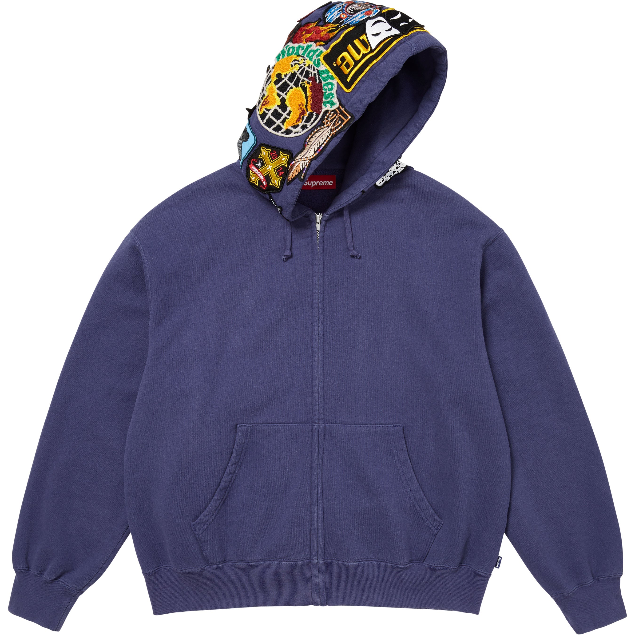 Patches Zip Up Hooded Sweatshirt