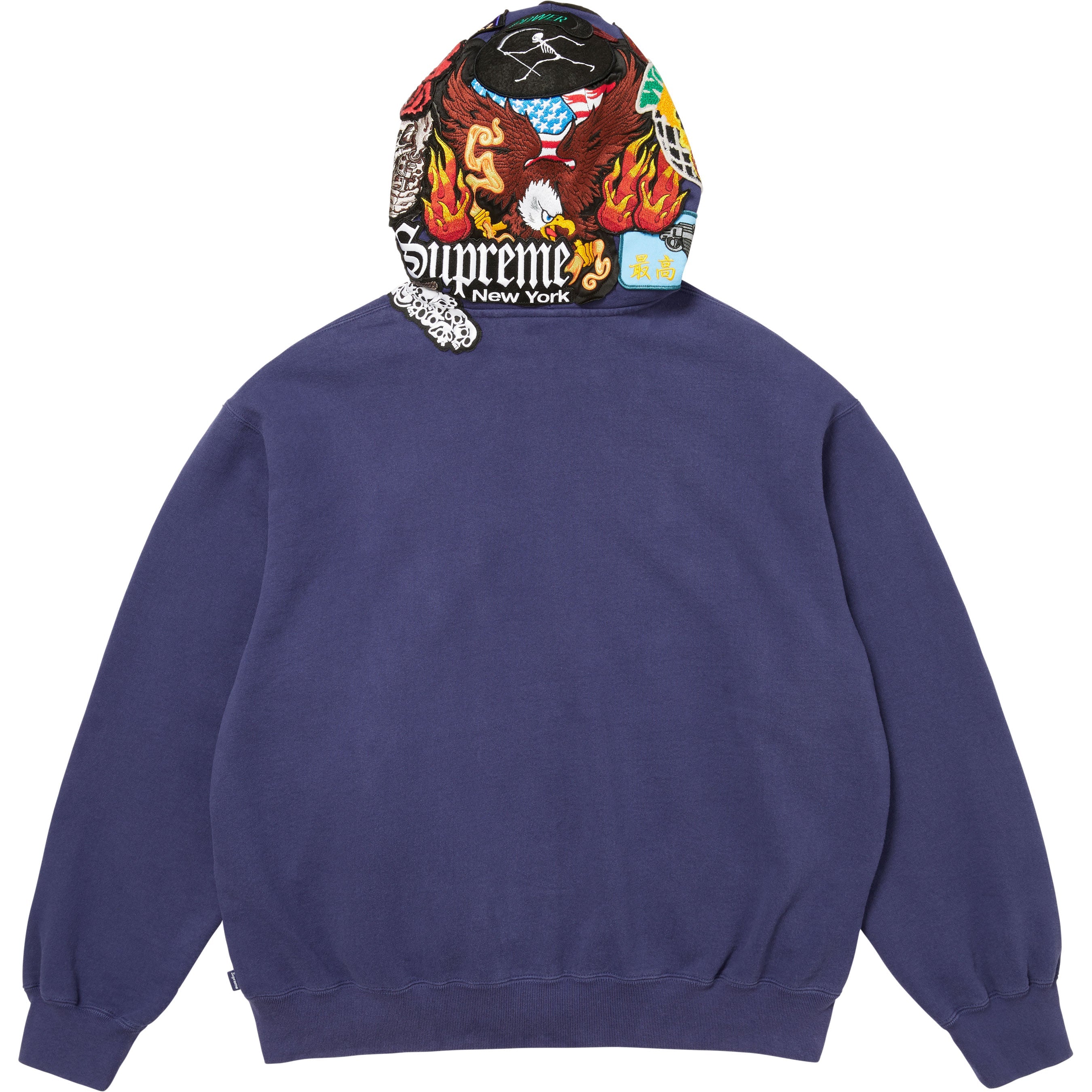 Patches Zip Up Hooded Sweatshirt