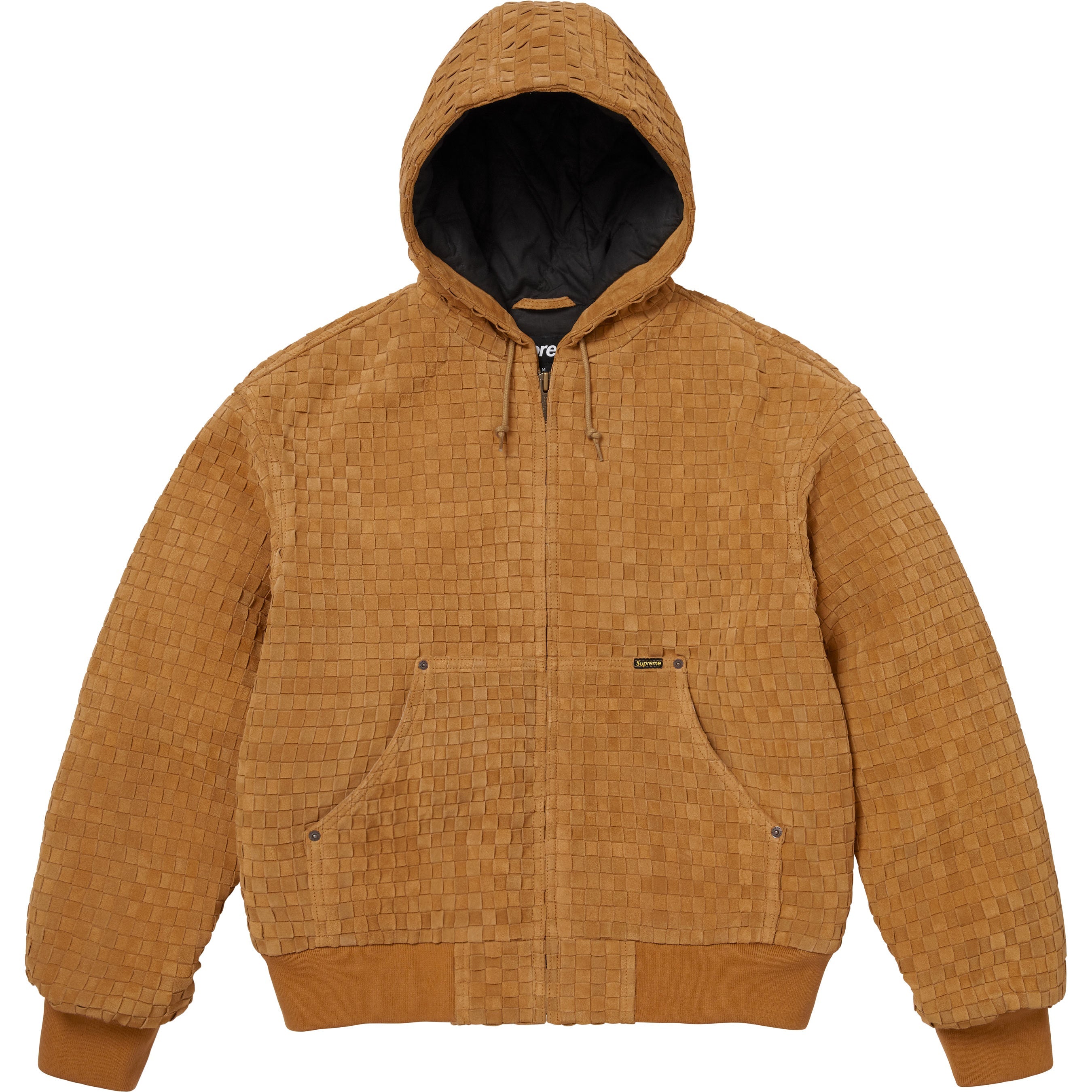 Woven Suede Hooded Work Jacket