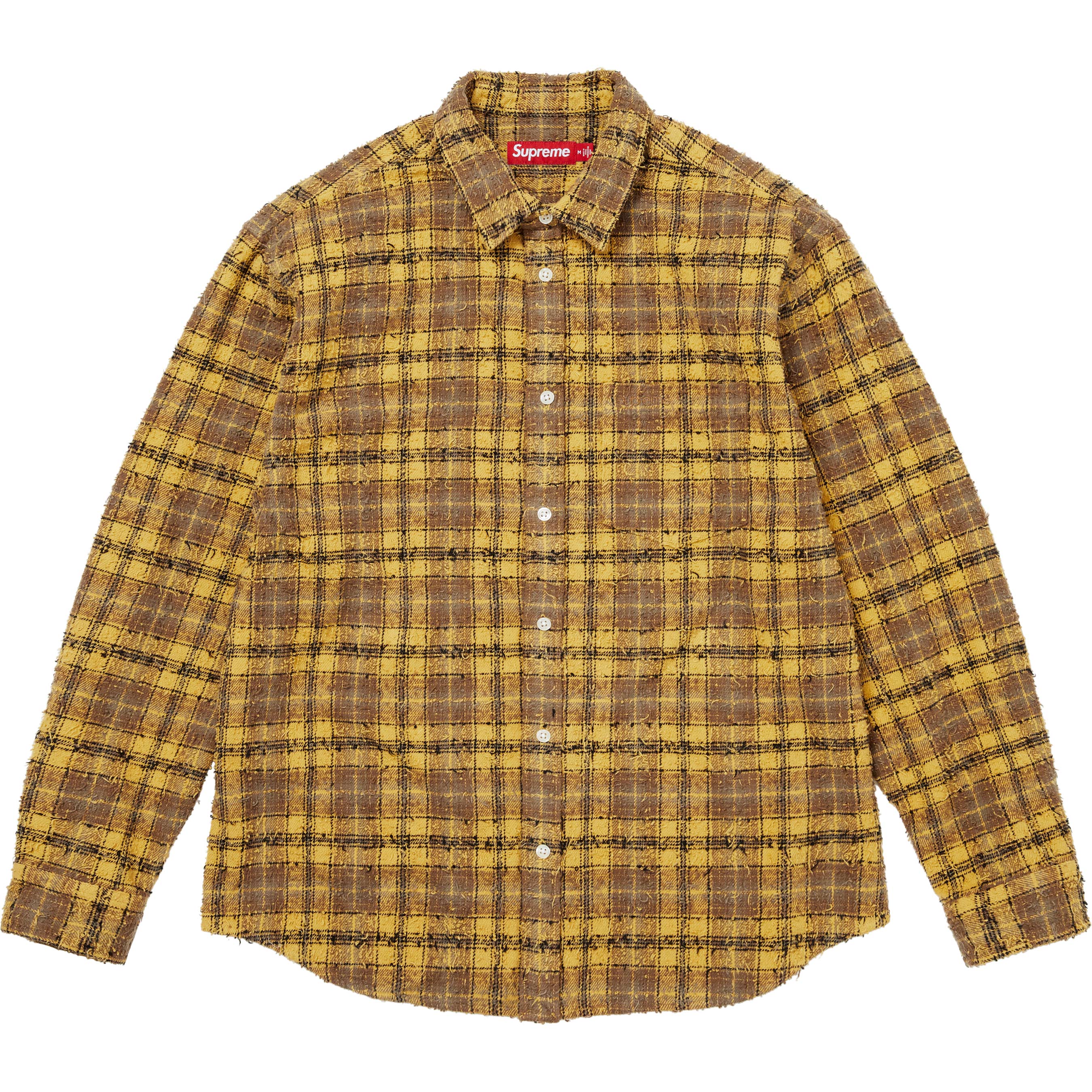 Frayed Textured Plaid Shirt