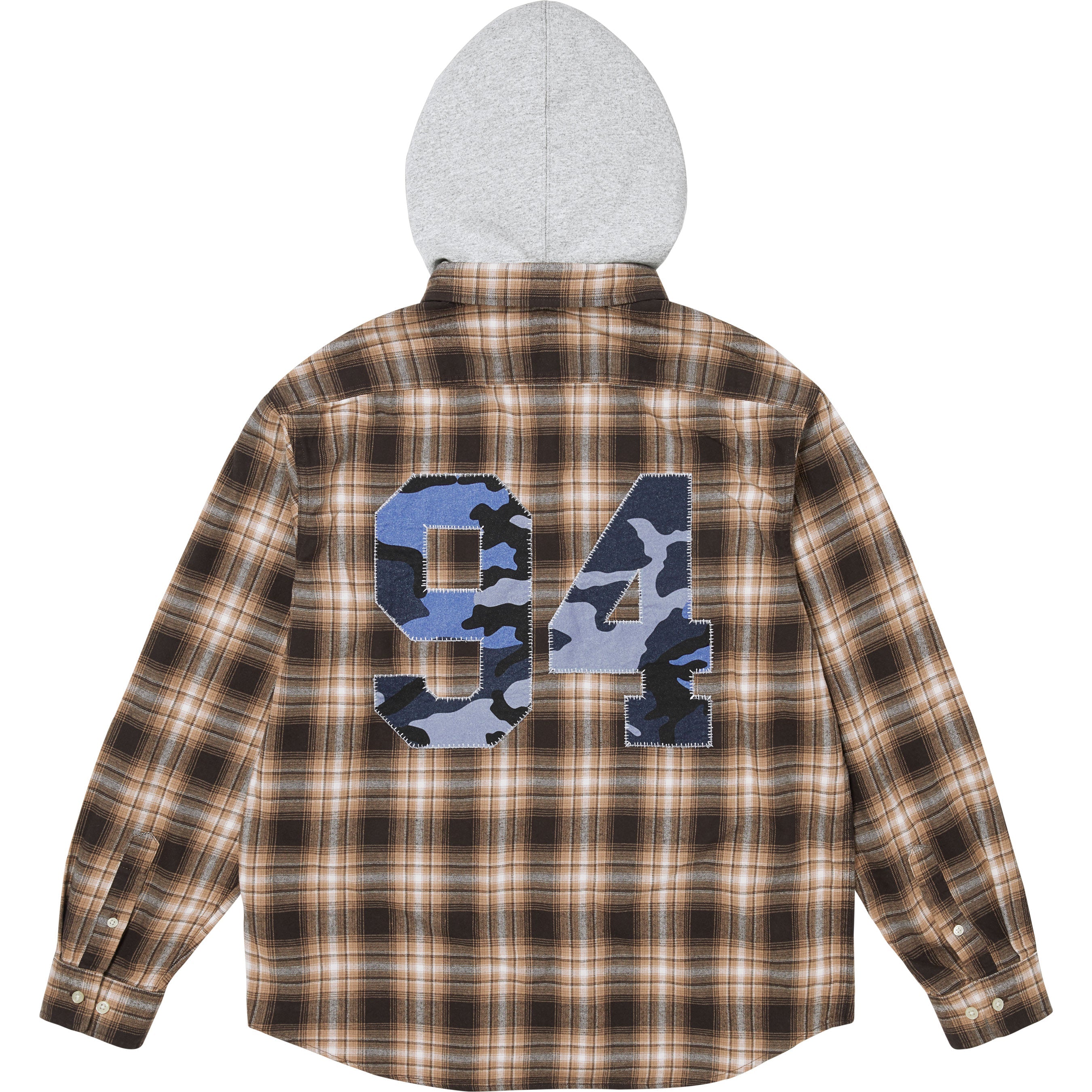 Appliqué Hooded Flannel Shirt