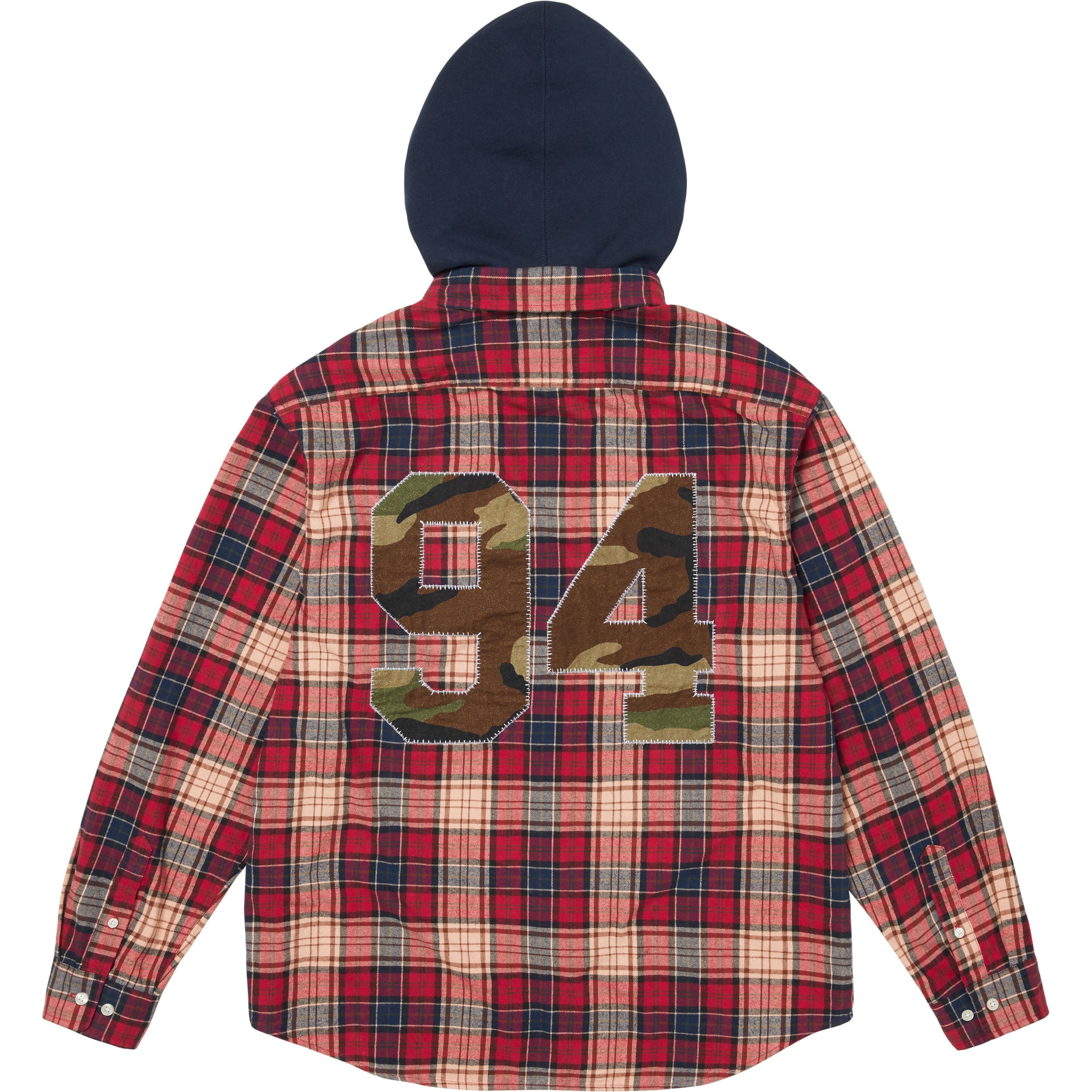 Appliqué Hooded Flannel Shirt
