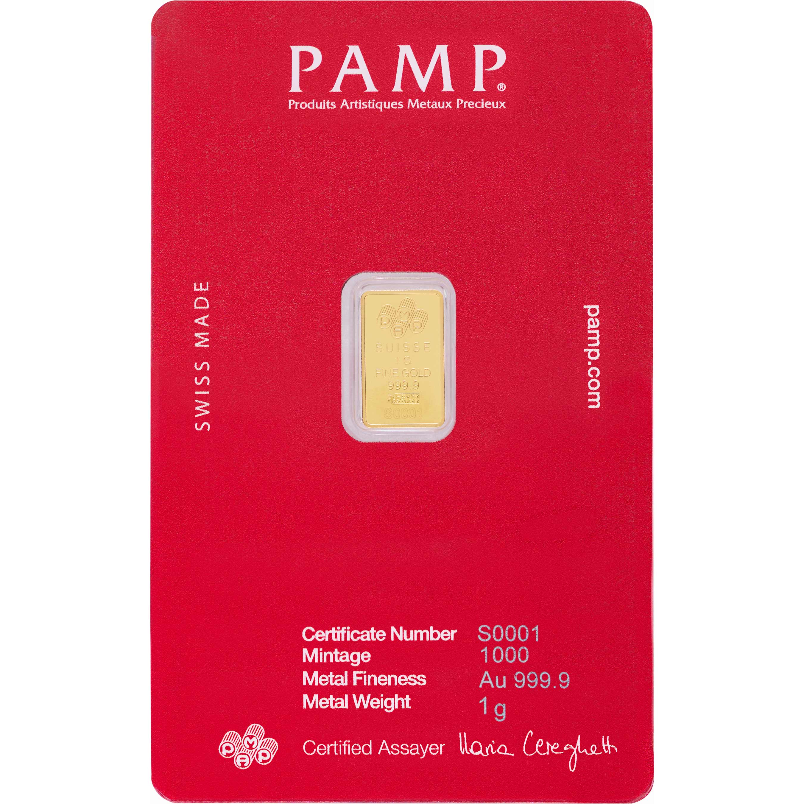 Supreme®/PAMP Suisse 1 g Gold Bar