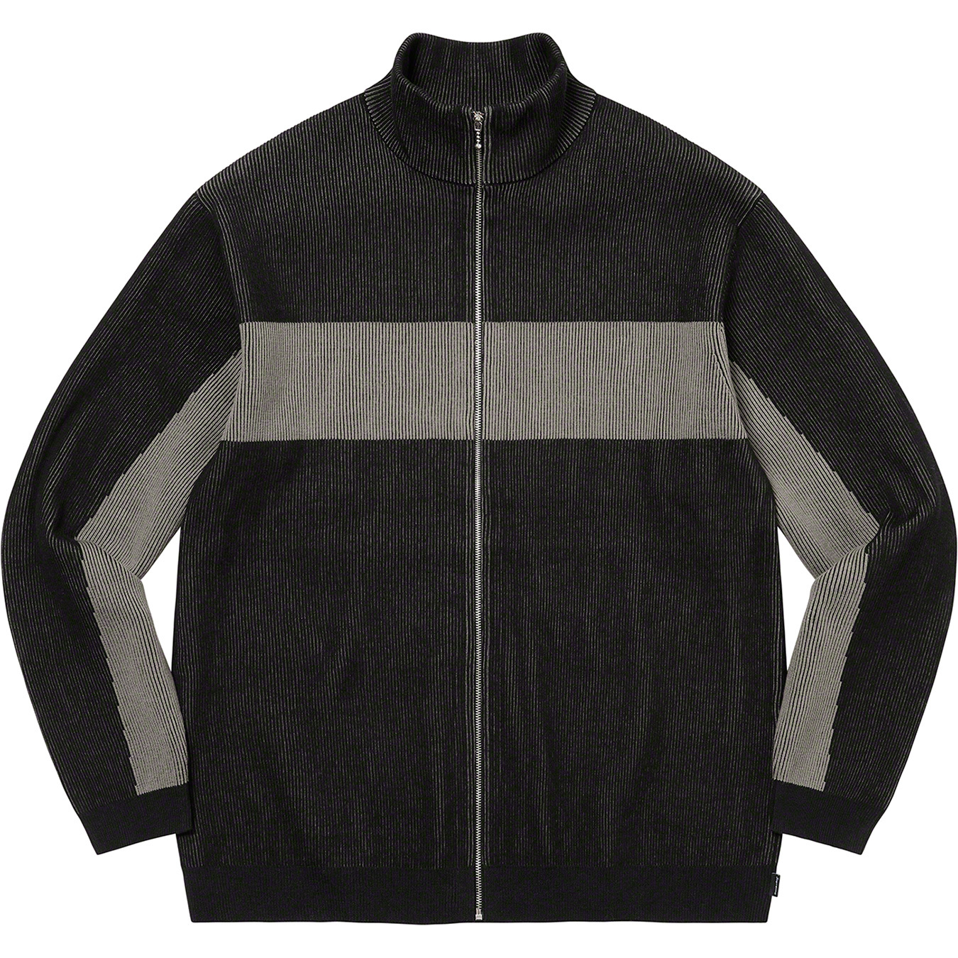 2-Tone Ribbed Zip Up Sweater