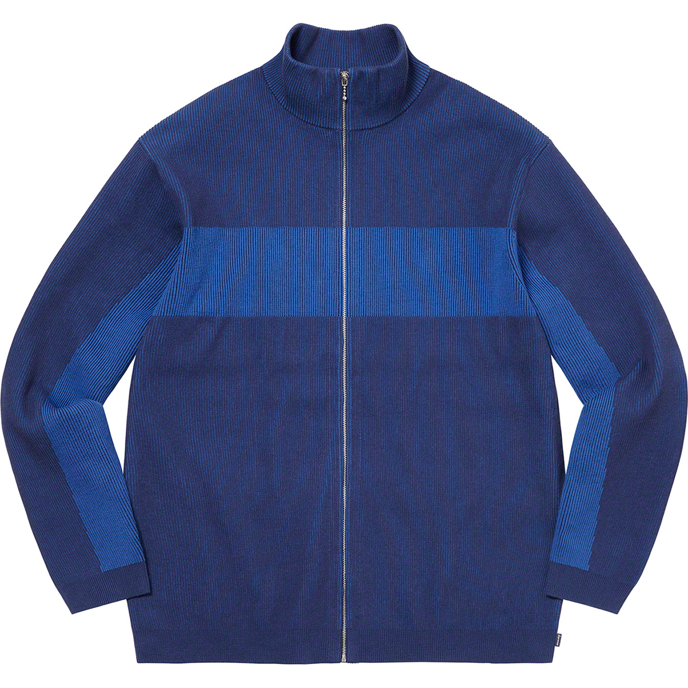 2-Tone Ribbed Zip Up Sweater