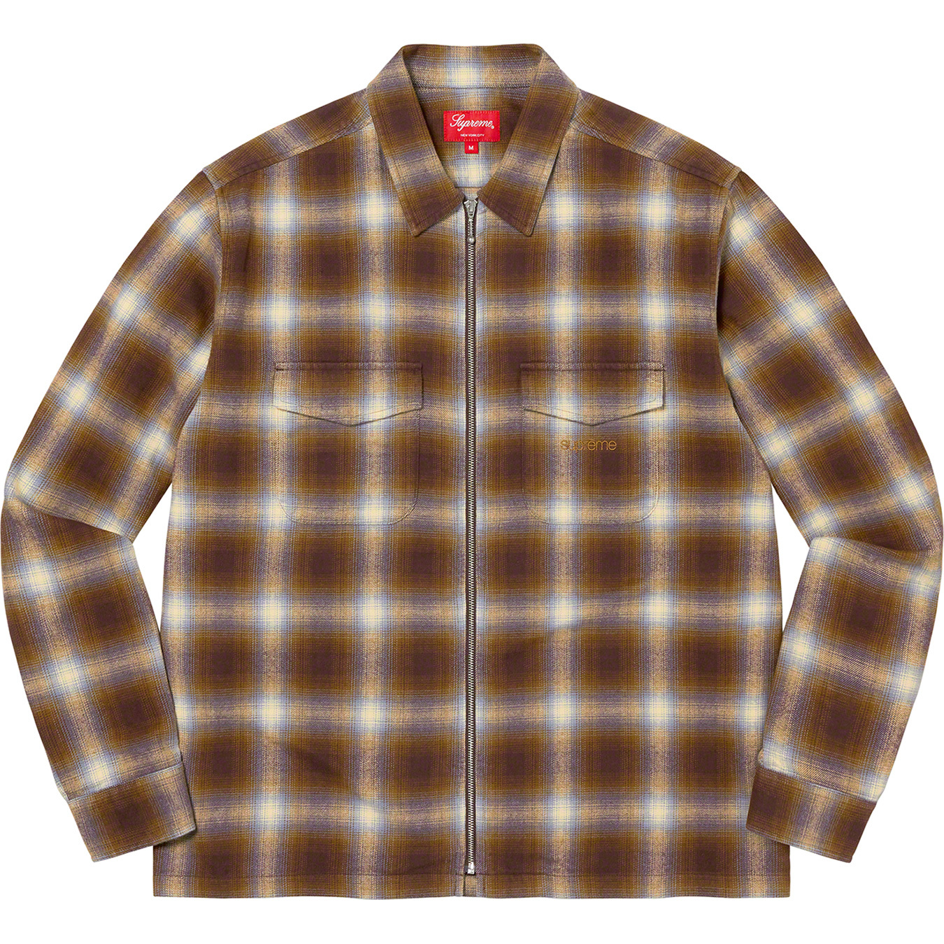 Shadow Plaid Flannel Zip Up Shirt