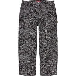 Script Jacquard Double Knee Denim Painter Pant