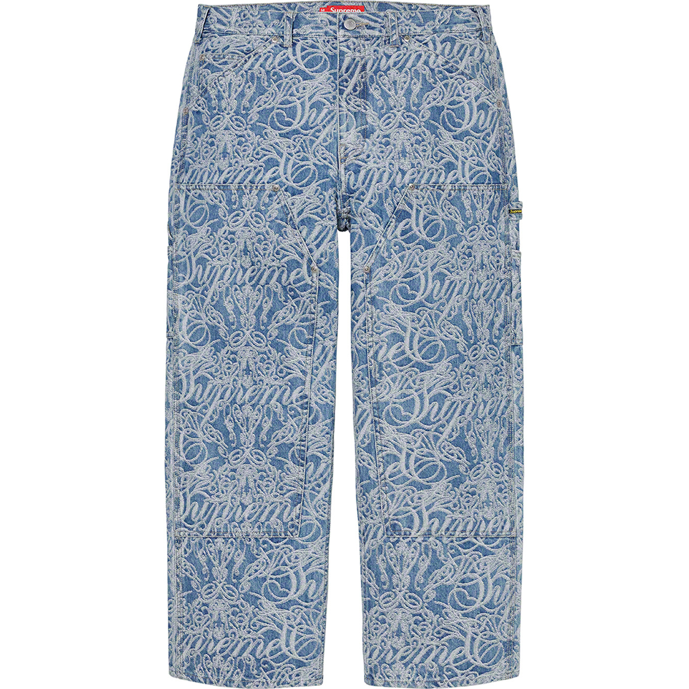 Script Jacquard Double Knee Denim Painter Pant
