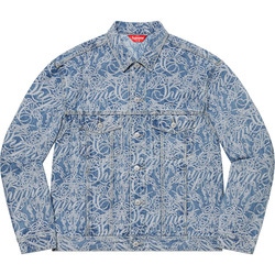 Script Jacquard Denim Trucker Jacket