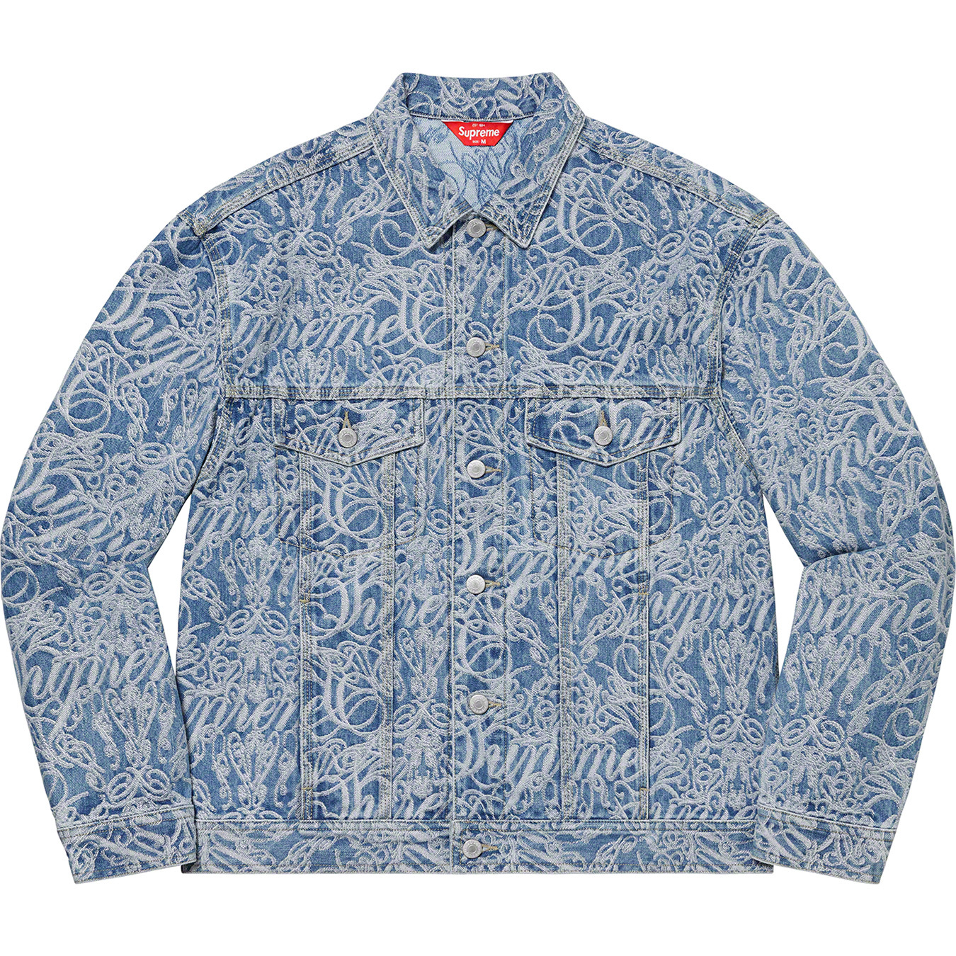 Script Jacquard Denim Trucker Jacket