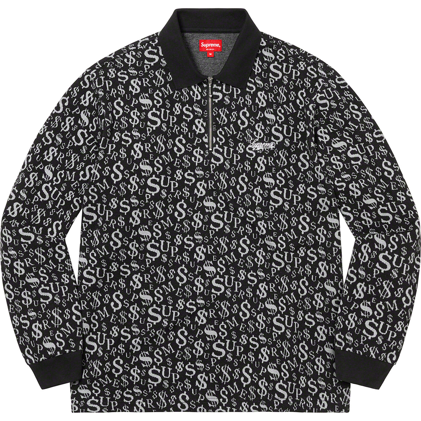 Currency Jacquard Zip L/S Polo