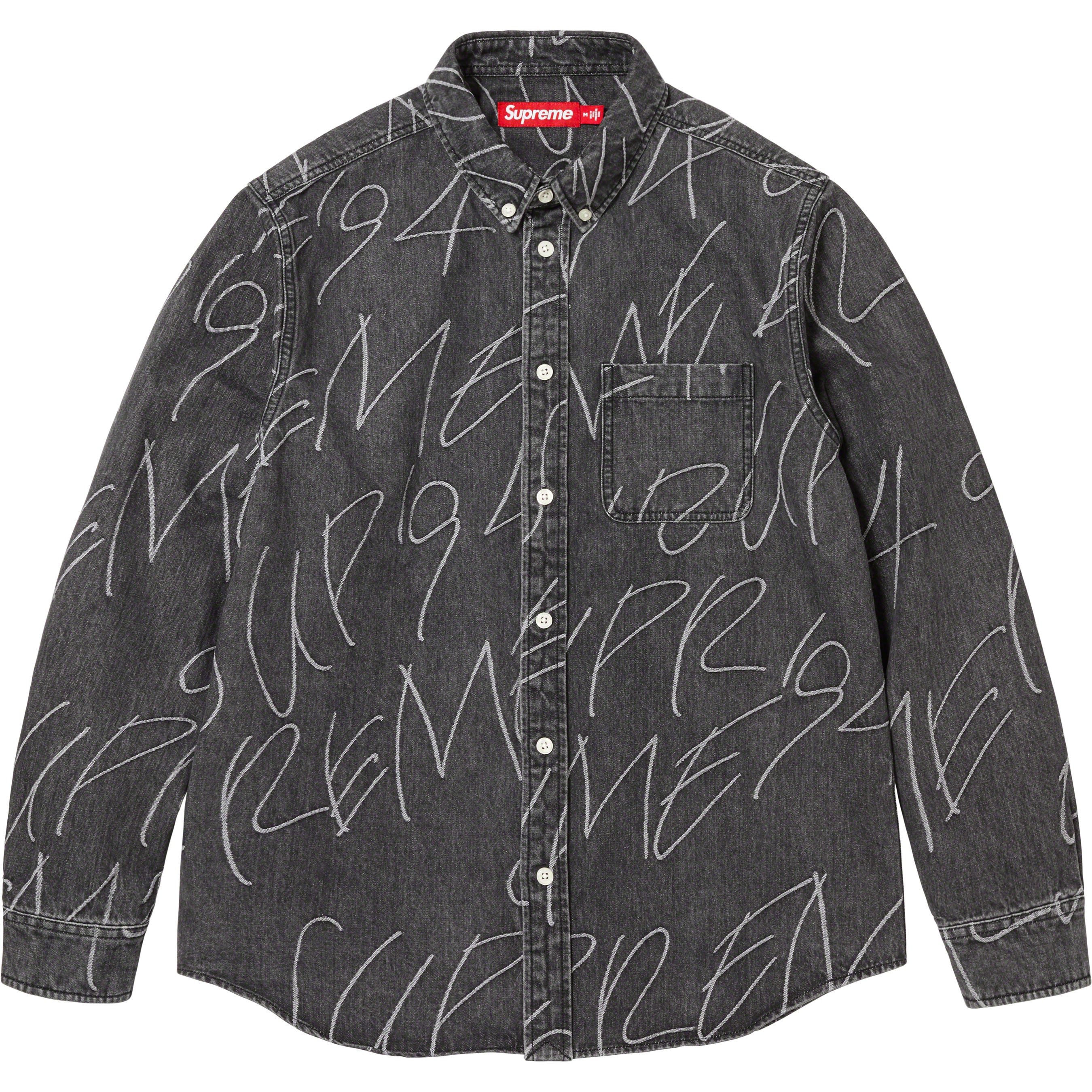 Handwriting Jacquard Denim Shirt