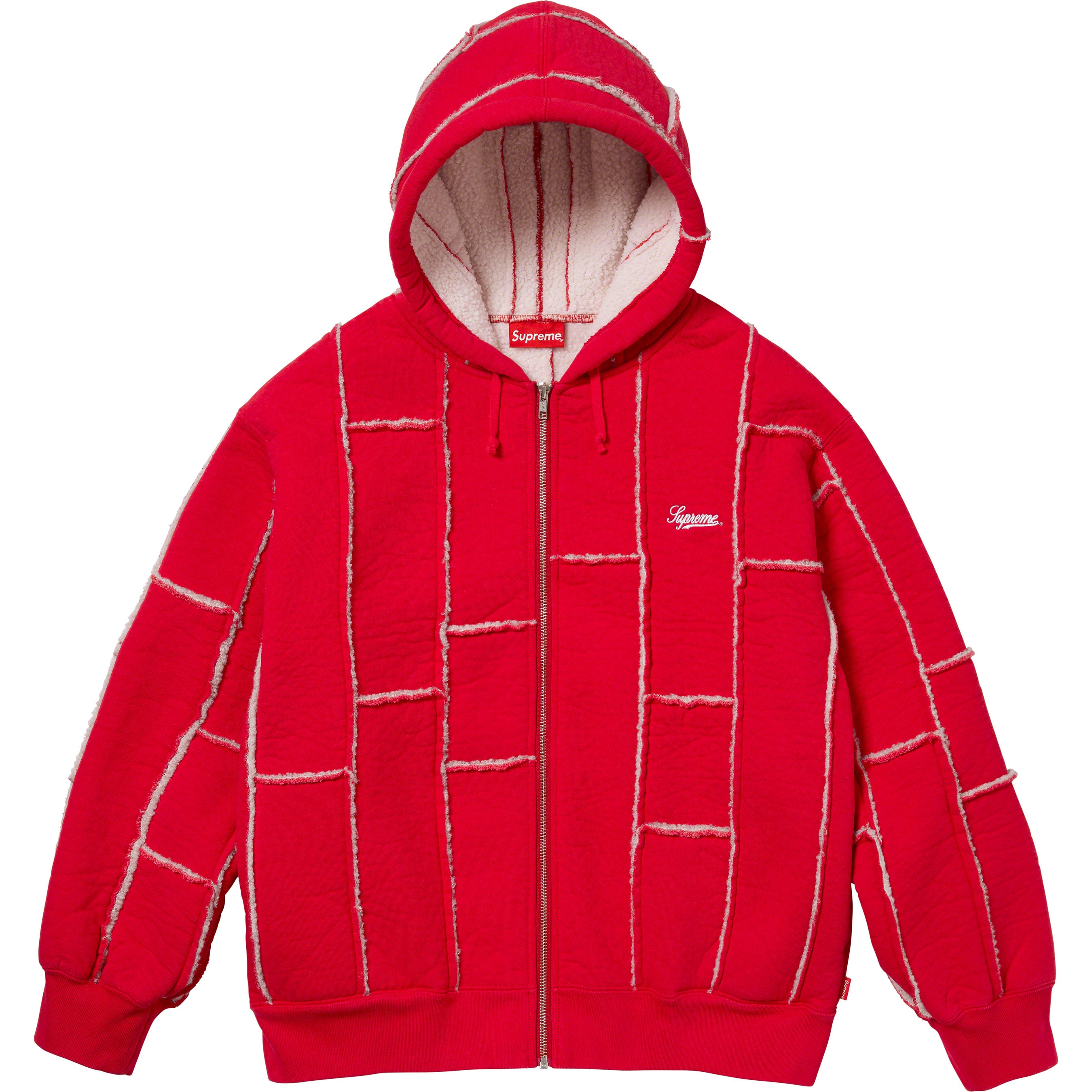 Faux Shearling Zip Up Hooded Sweatshirt