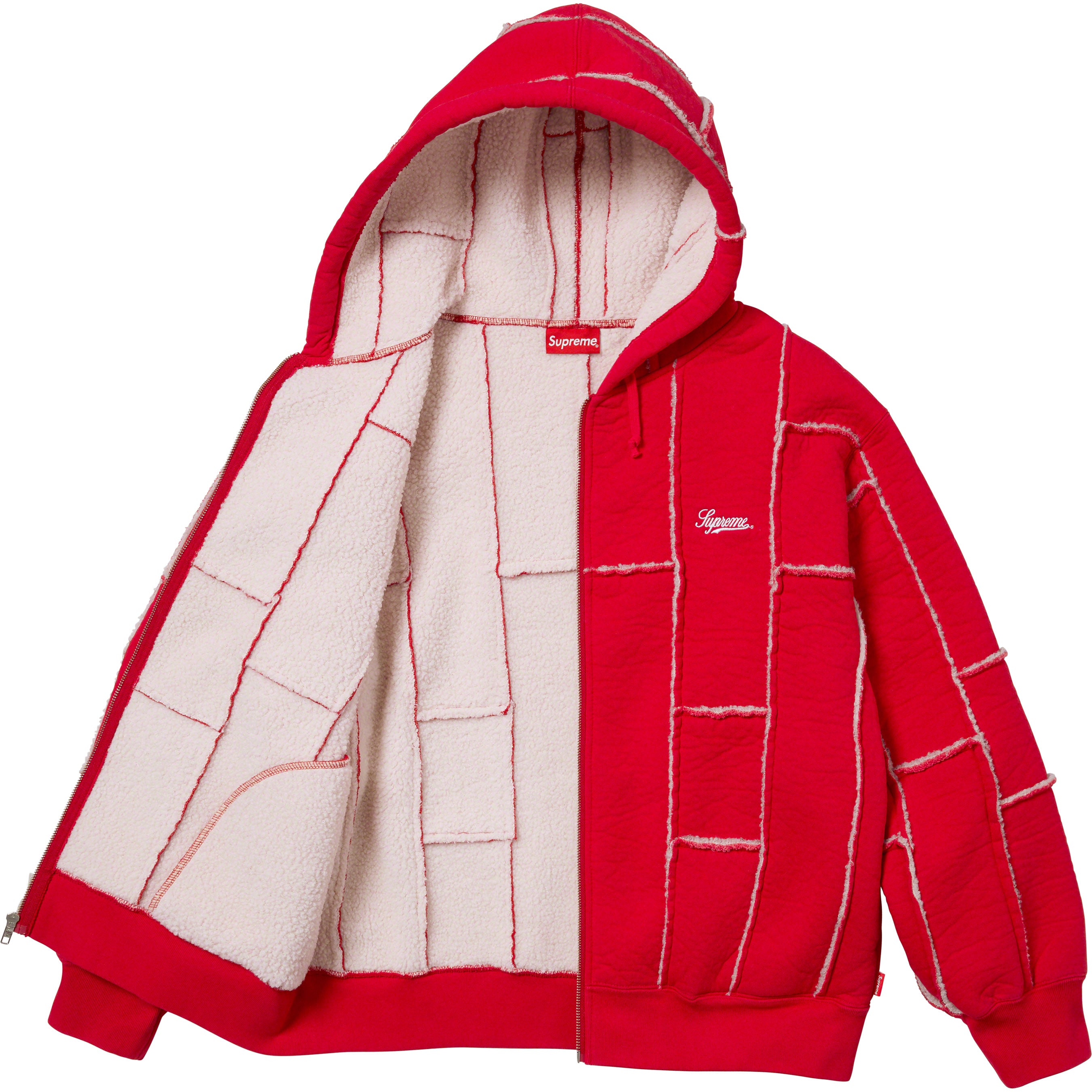 Faux Shearling Zip Up Hooded Sweatshirt