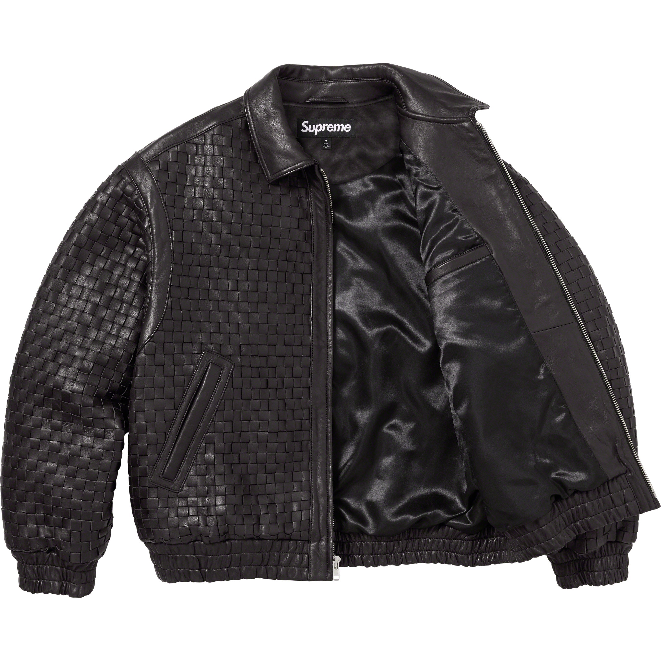 Woven Leather Varsity Jacket