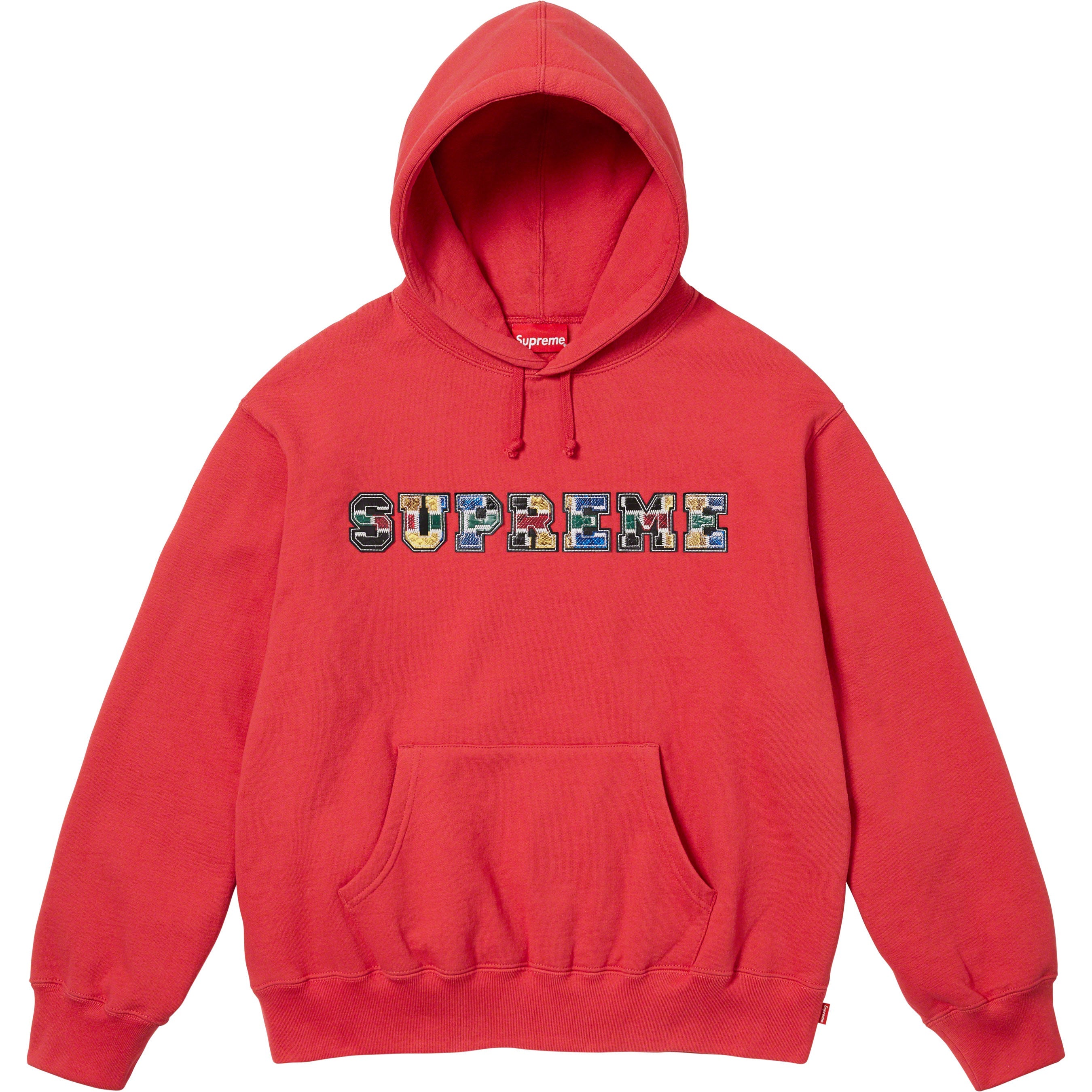 Collegiate Patchwork Leather Hooded Sweatshirt
