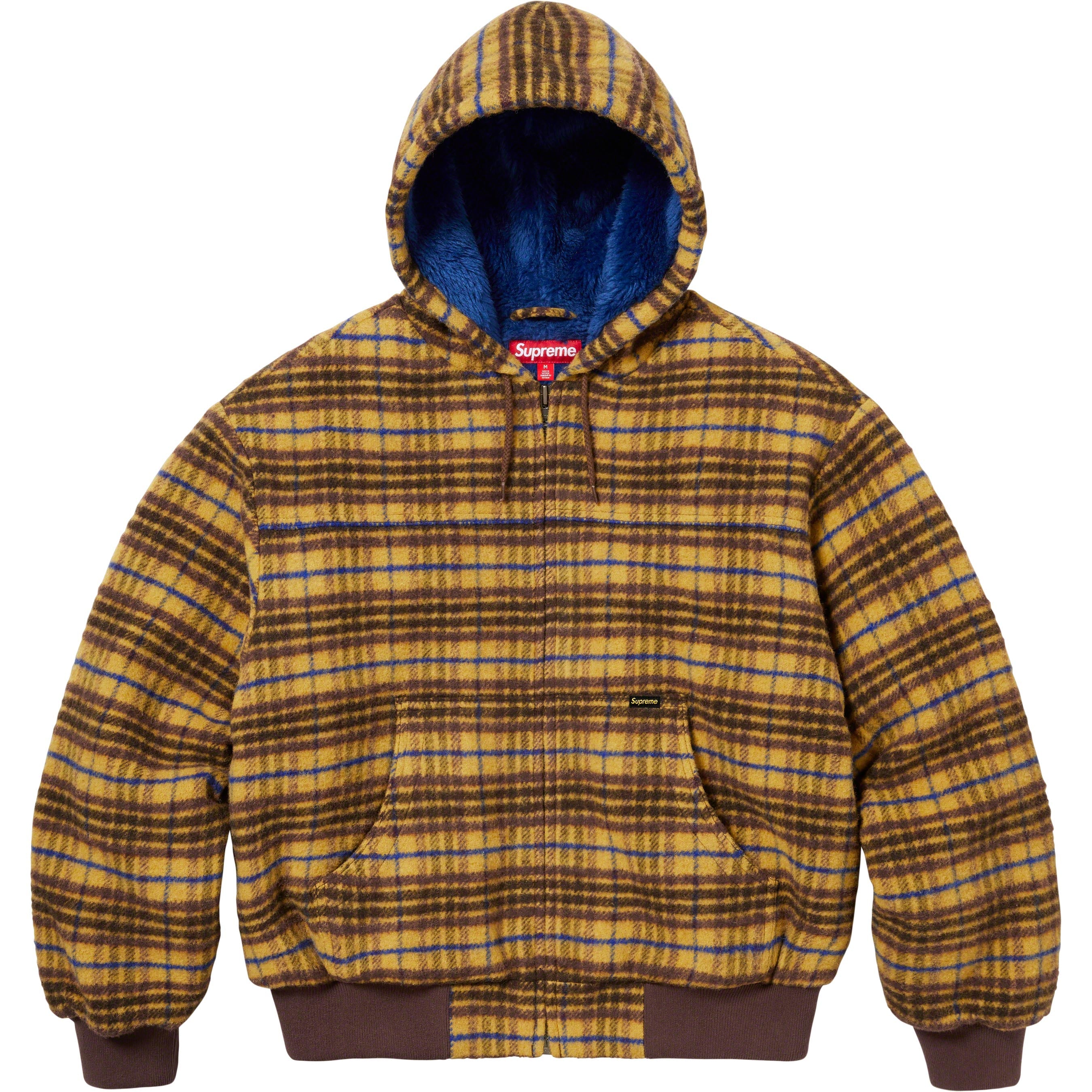 Plaid Wool Hooded Work Jacket