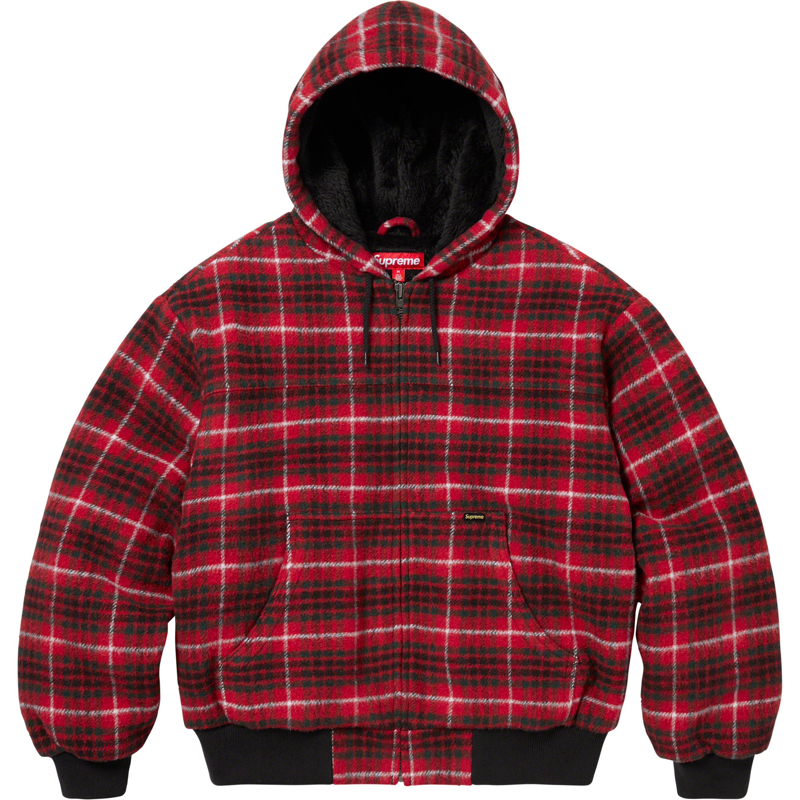 Plaid Wool Hooded Work Jacket