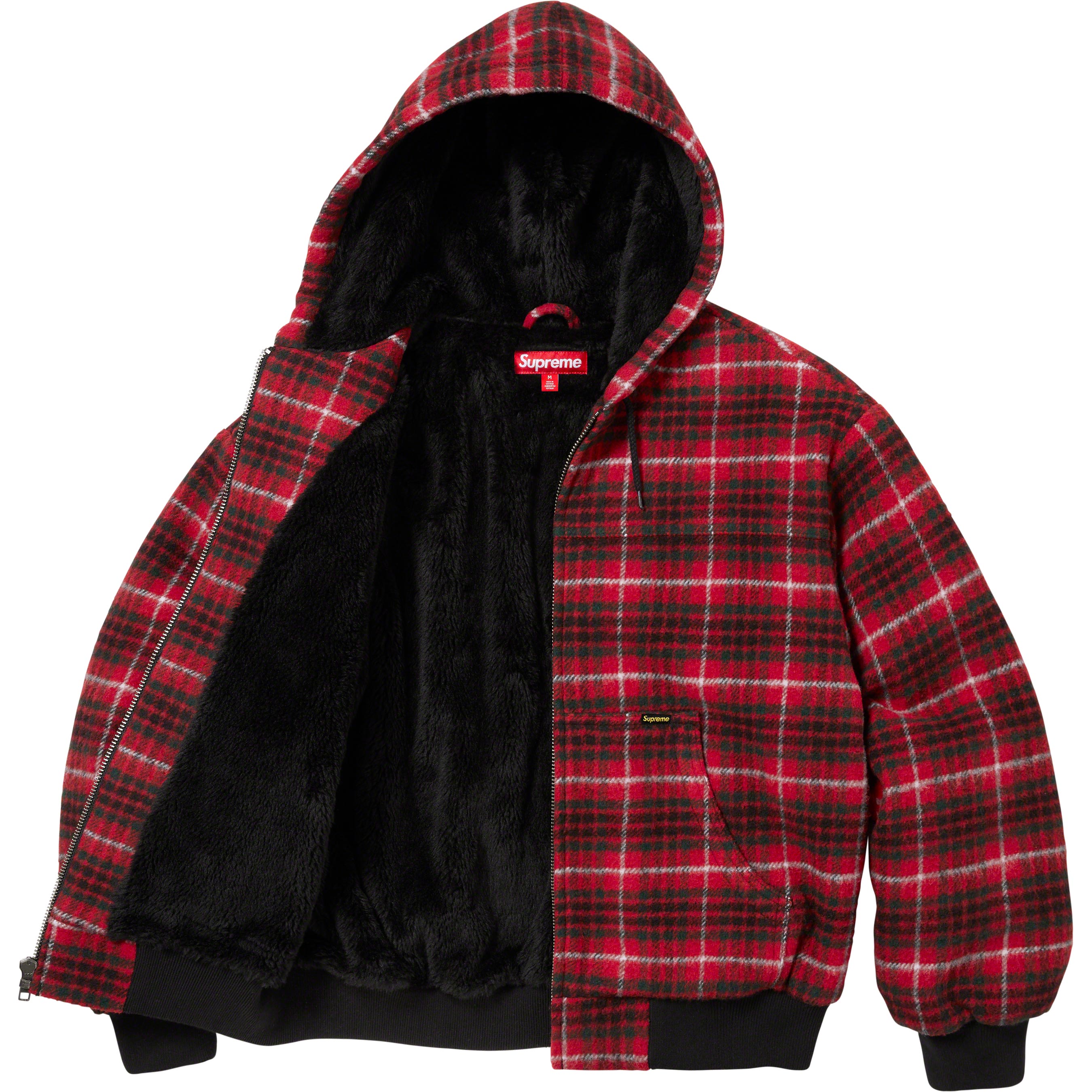 Plaid Wool Hooded Work Jacket