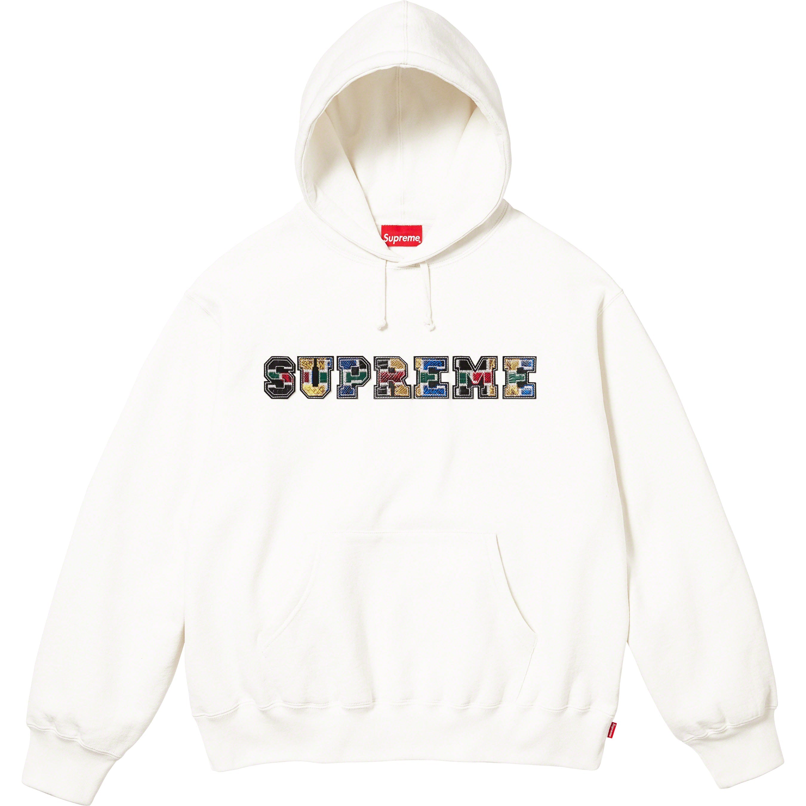 Collegiate Patchwork Leather Hooded Sweatshirt