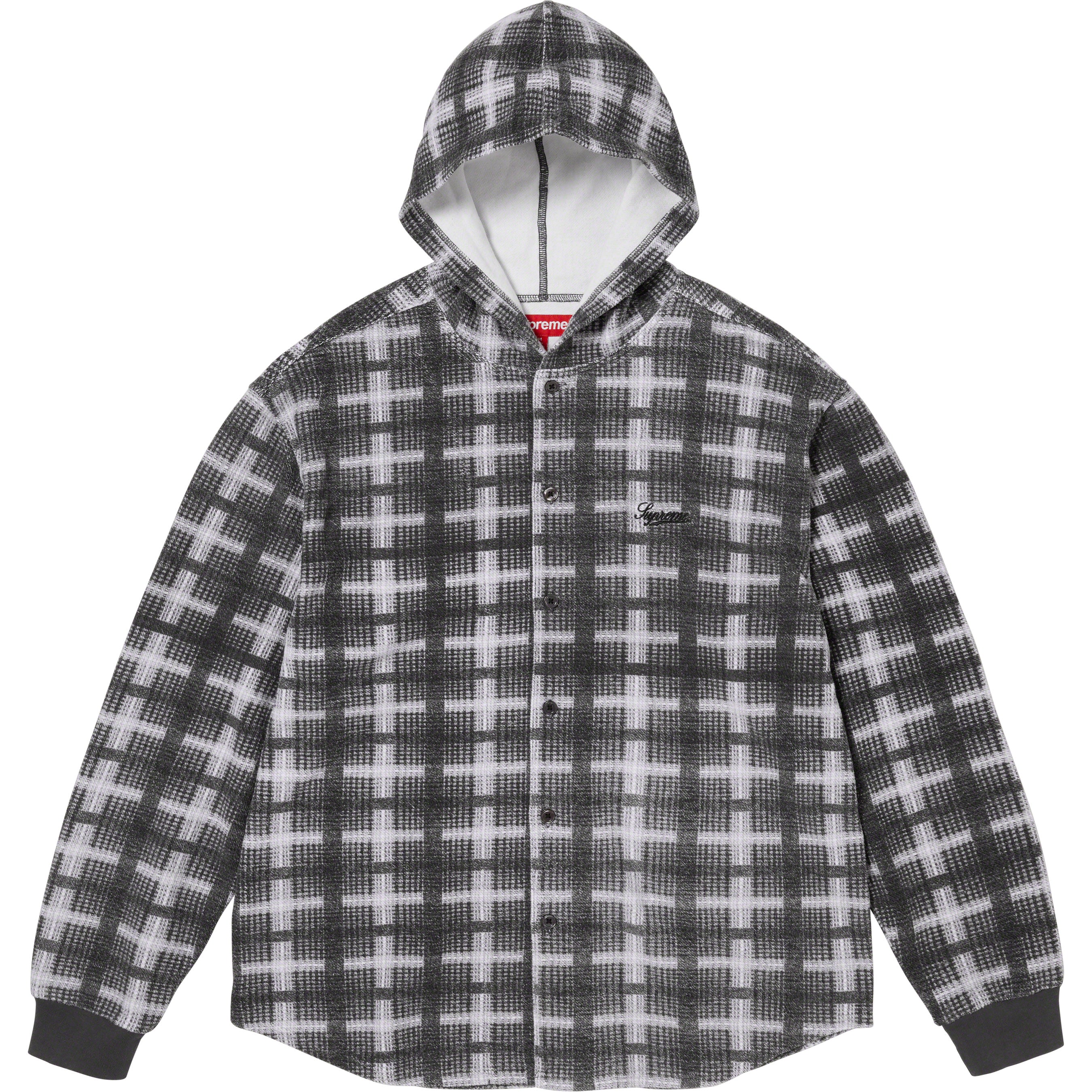 Hooded Plaid Knit Shirt