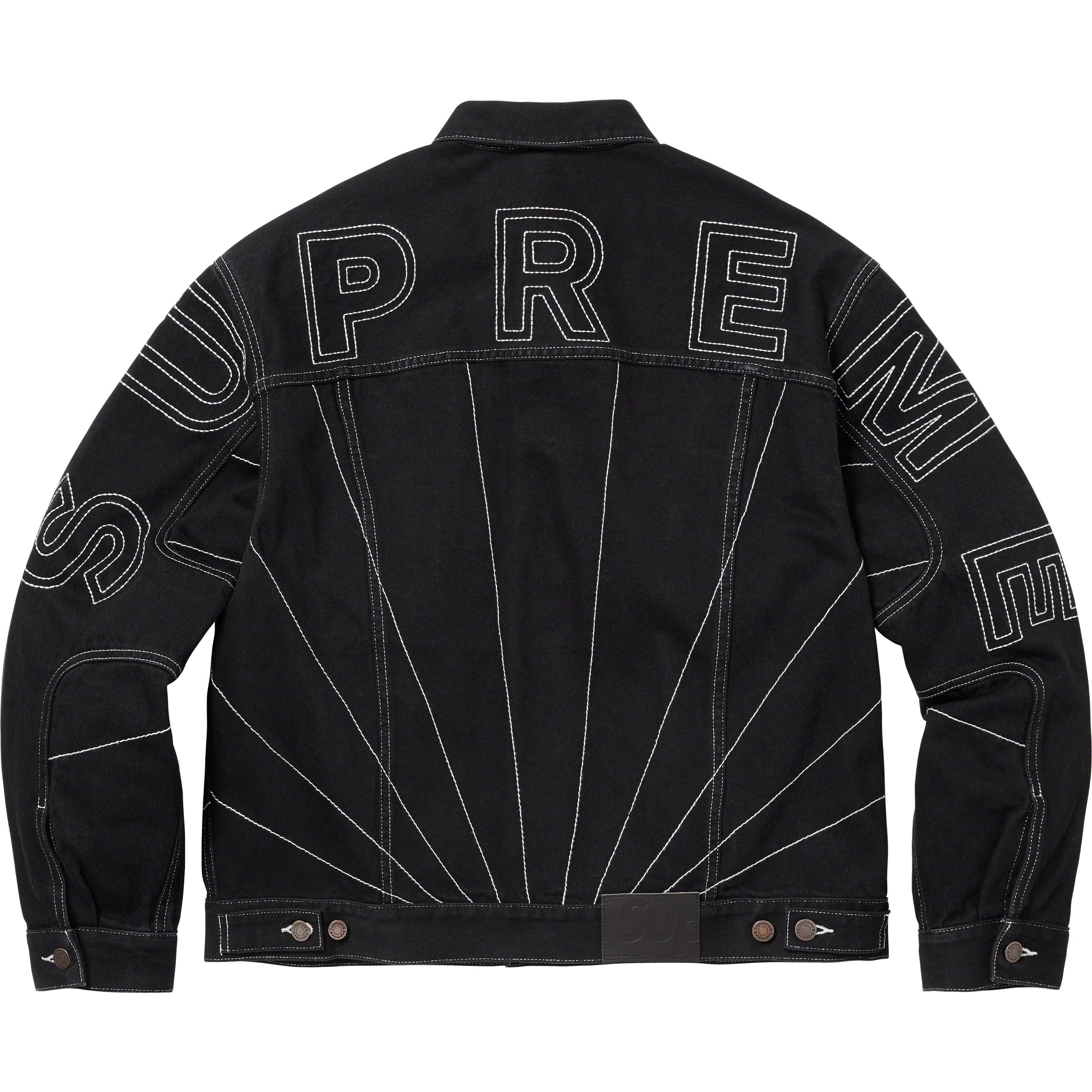 Radial Embroidered Denim Trucker Jacket