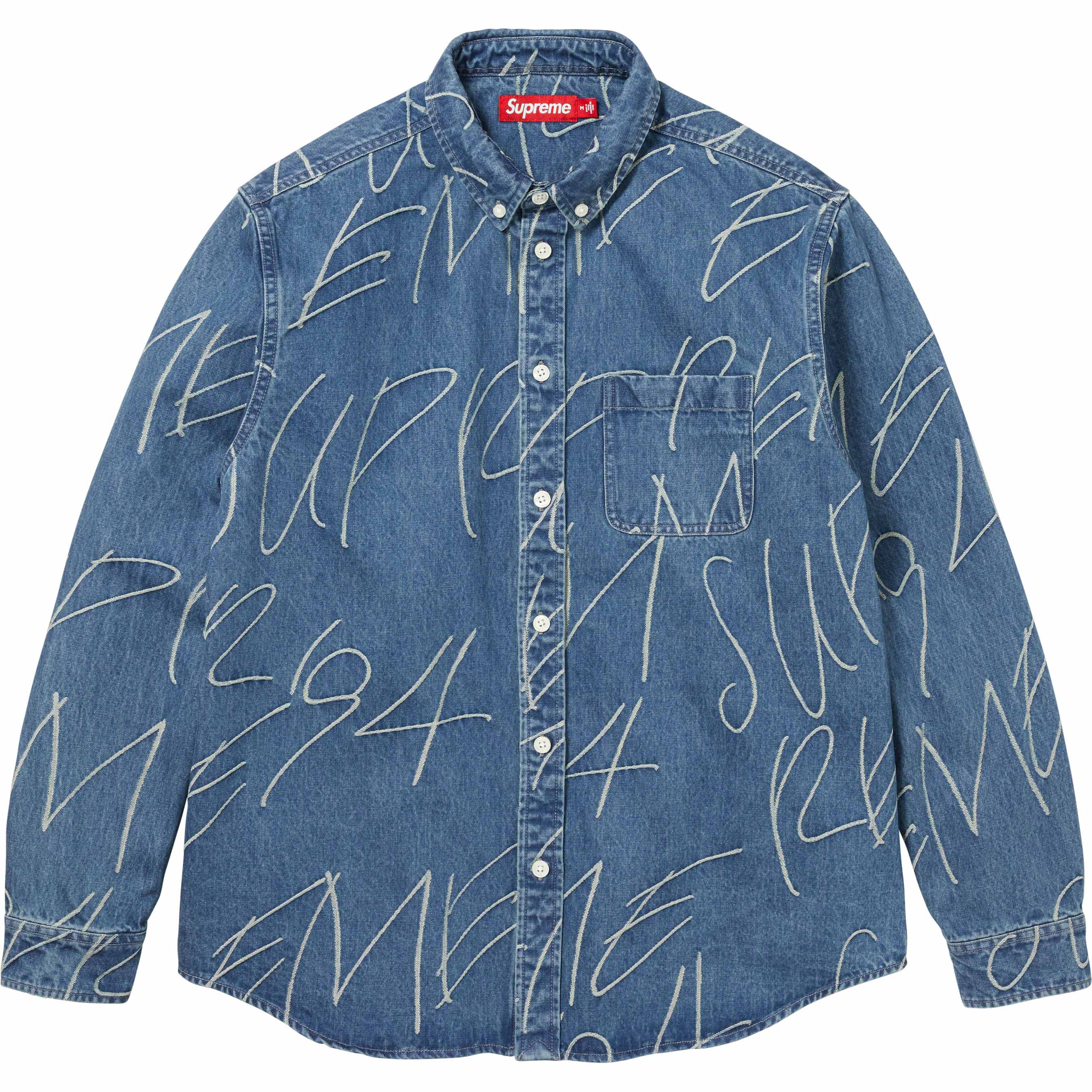 Handwriting Jacquard Denim Shirt