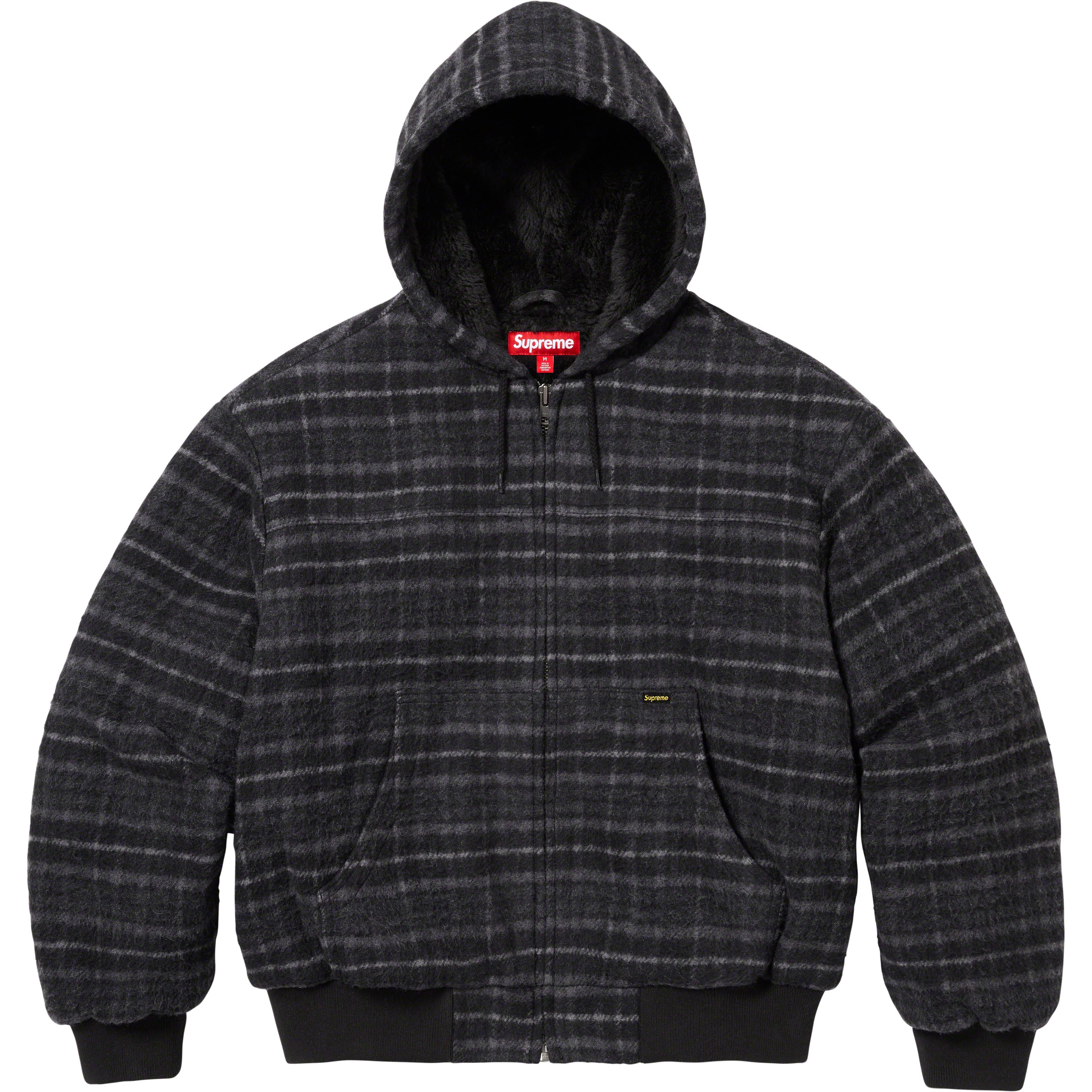 Plaid Wool Hooded Work Jacket