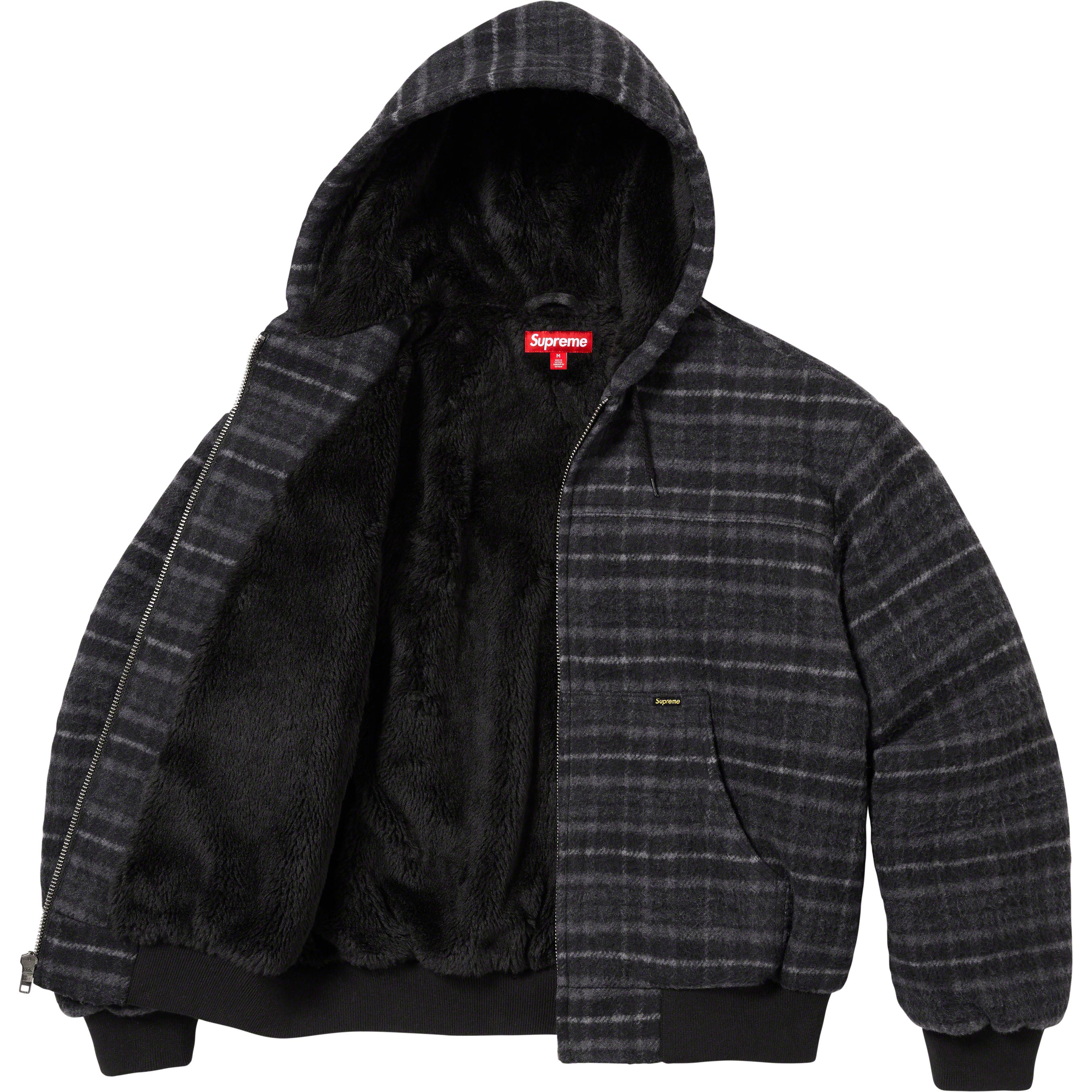 Plaid Wool Hooded Work Jacket