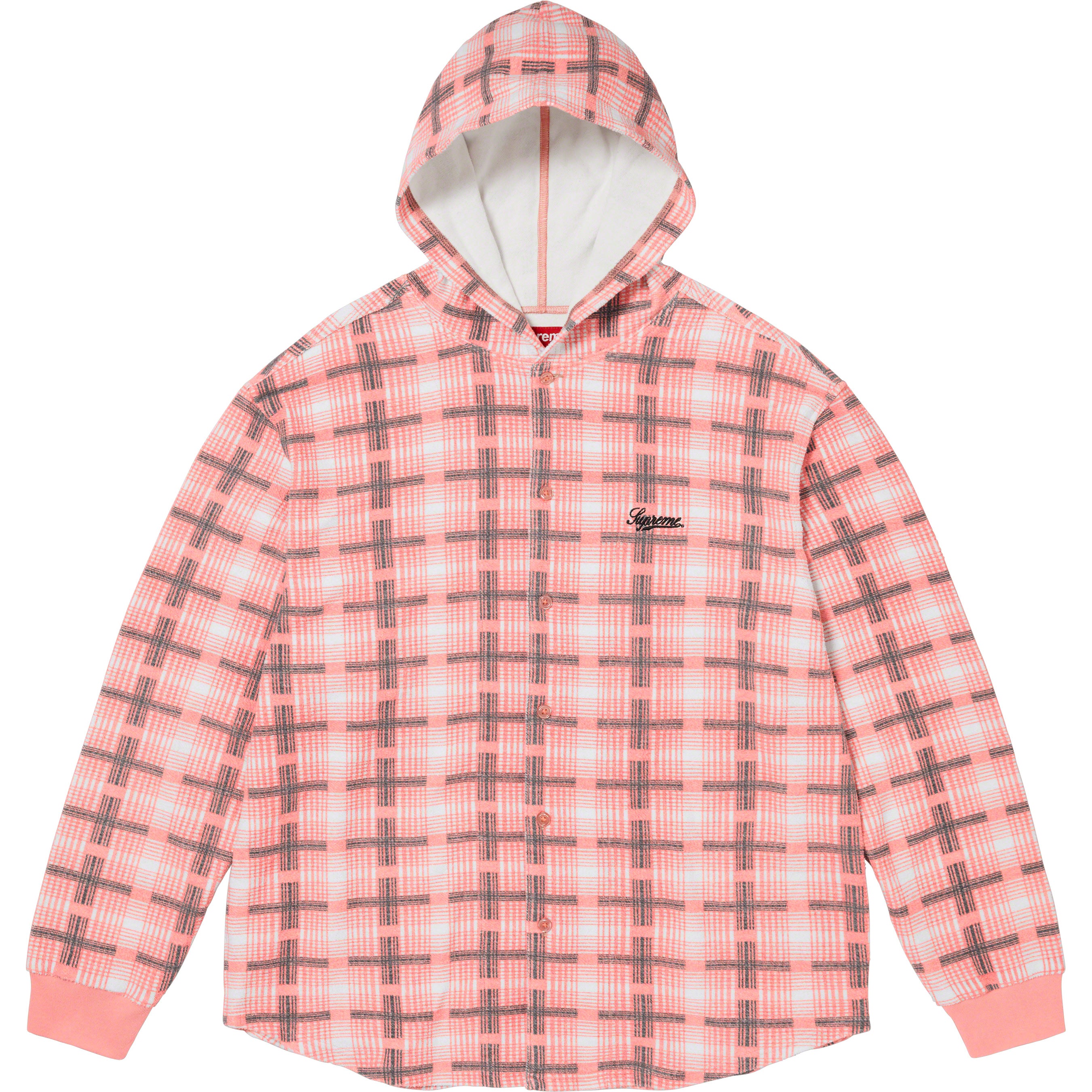 Hooded Plaid Knit Shirt