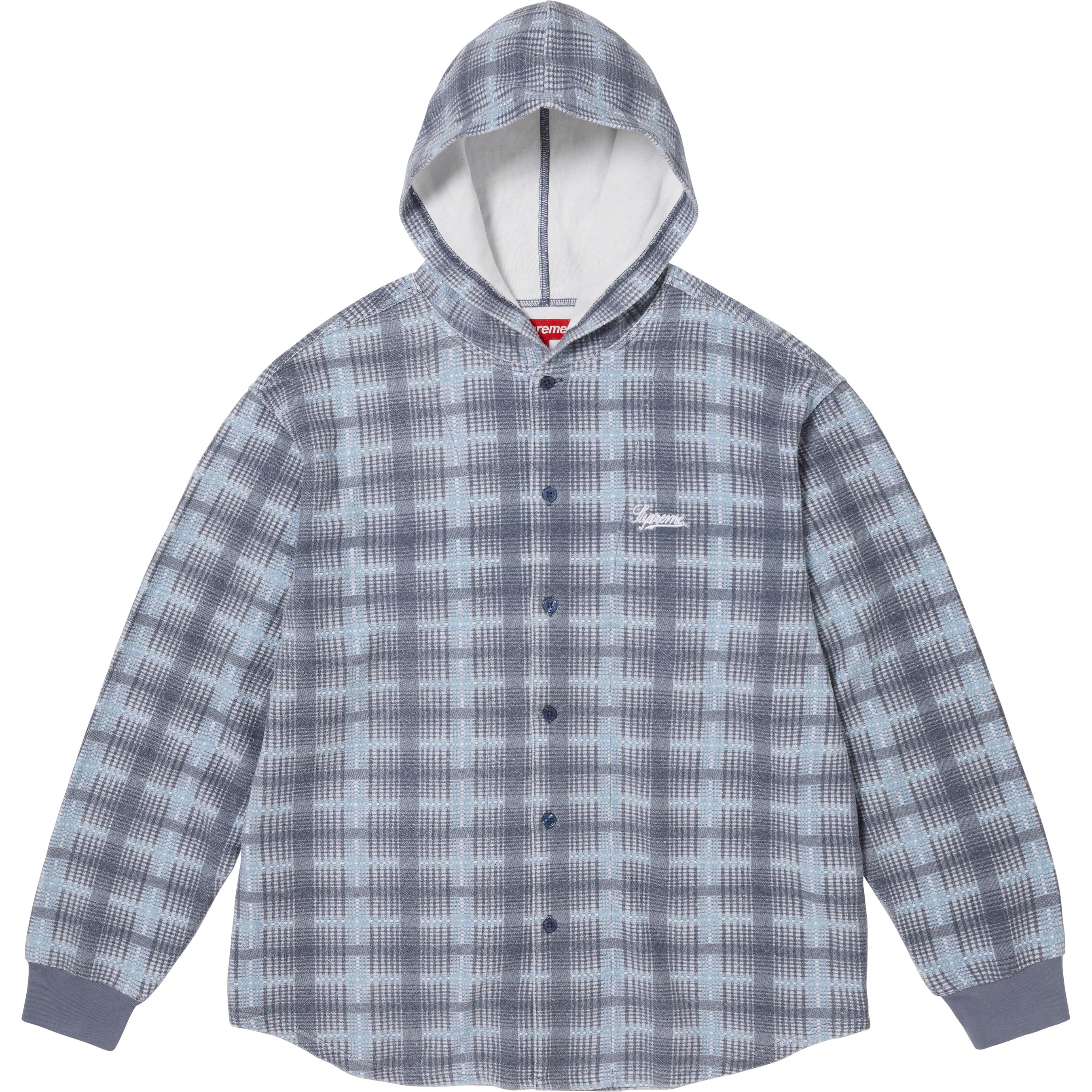 Hooded Plaid Knit Shirt