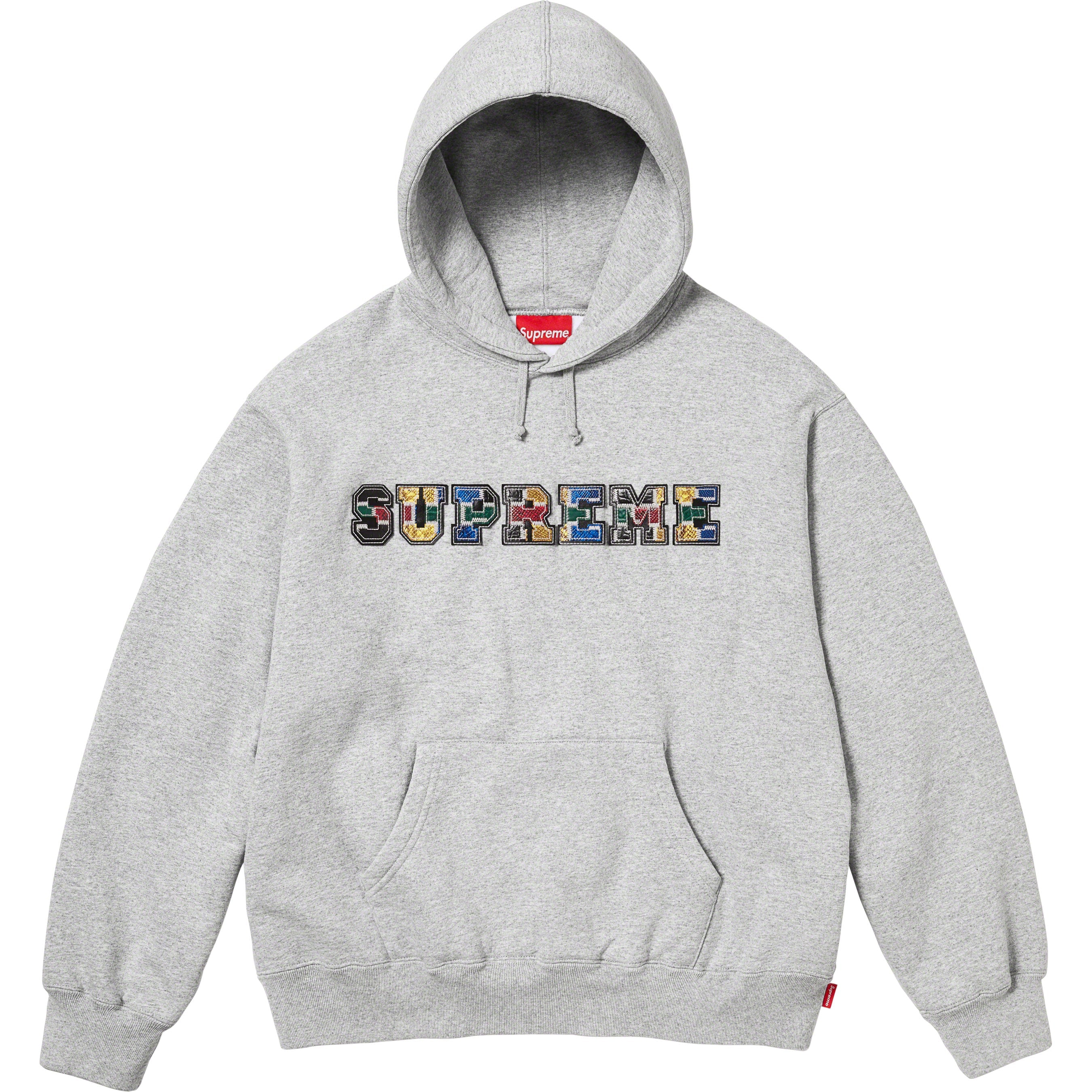 Collegiate Patchwork Leather Hooded Sweatshirt