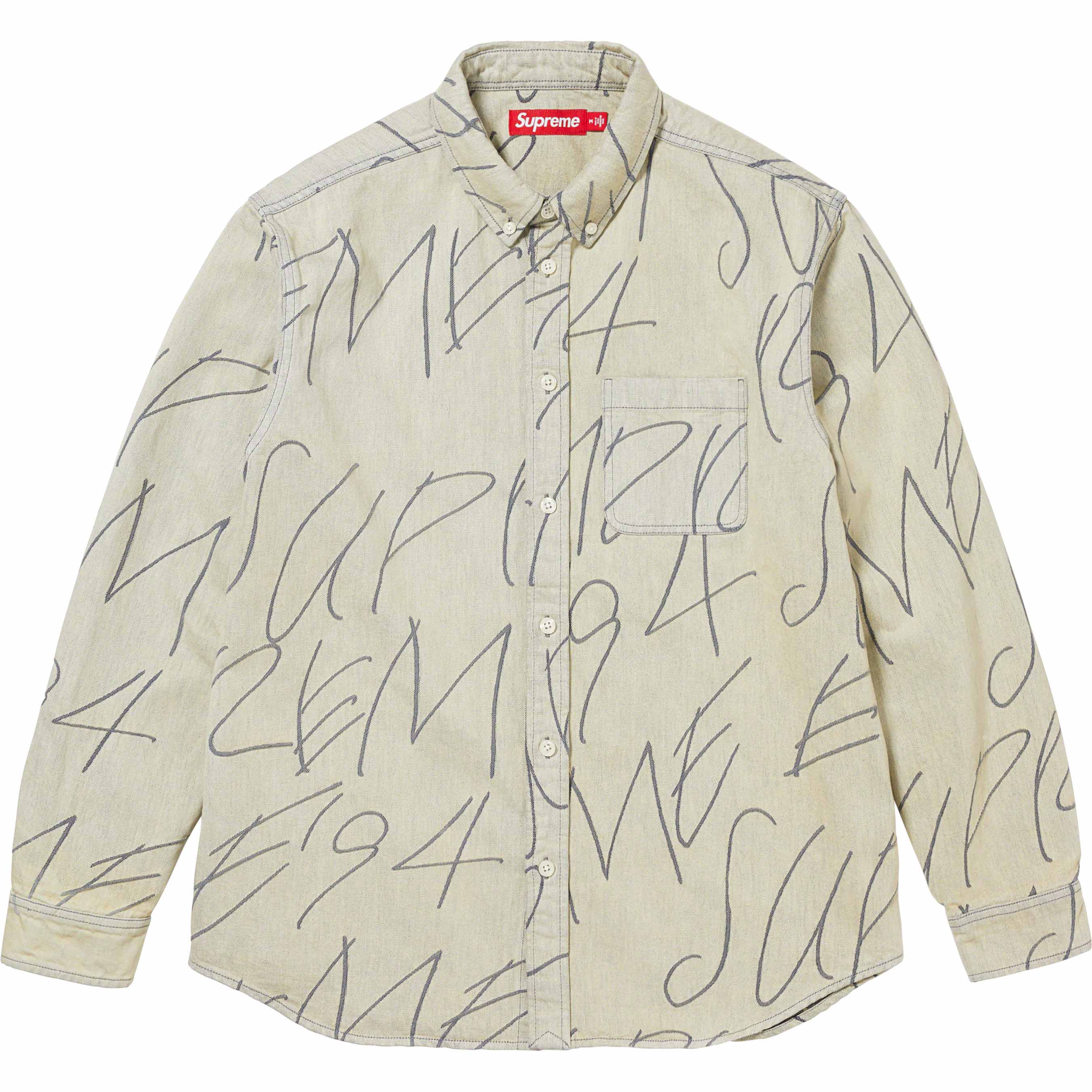 Handwriting Jacquard Denim Shirt