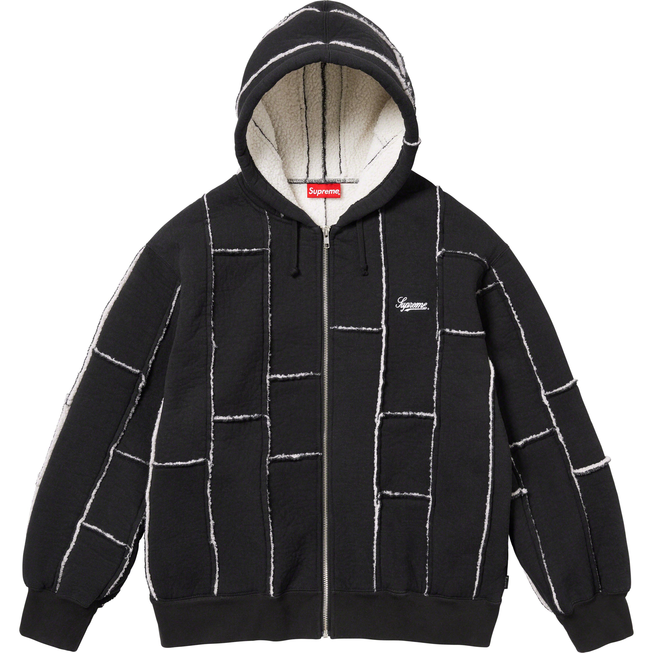 Faux Shearling Zip Up Hooded Sweatshirt