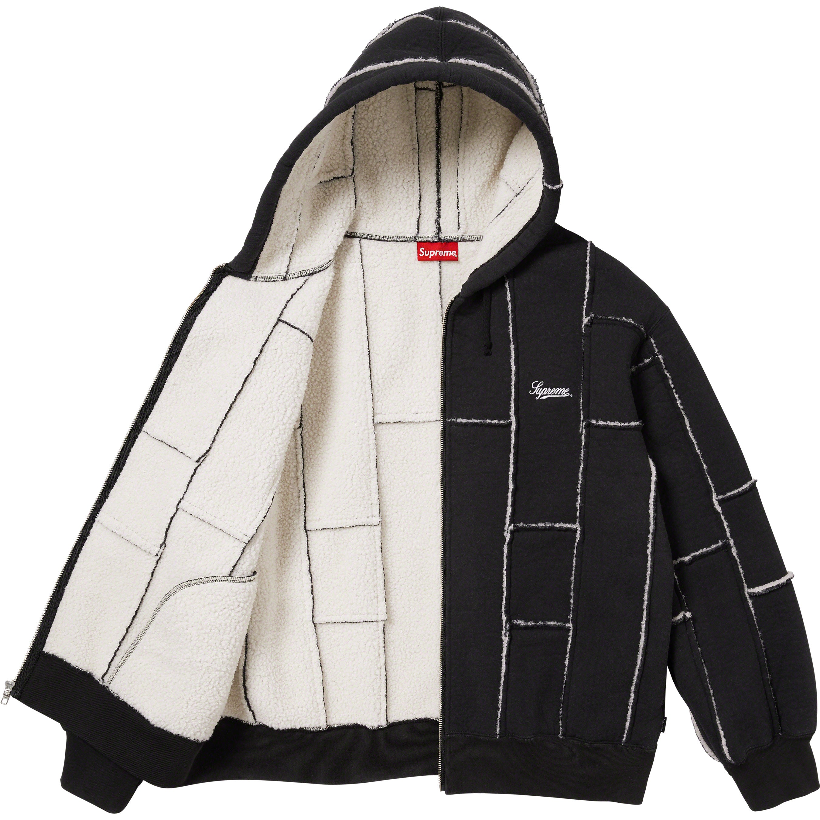 Faux Shearling Zip Up Hooded Sweatshirt