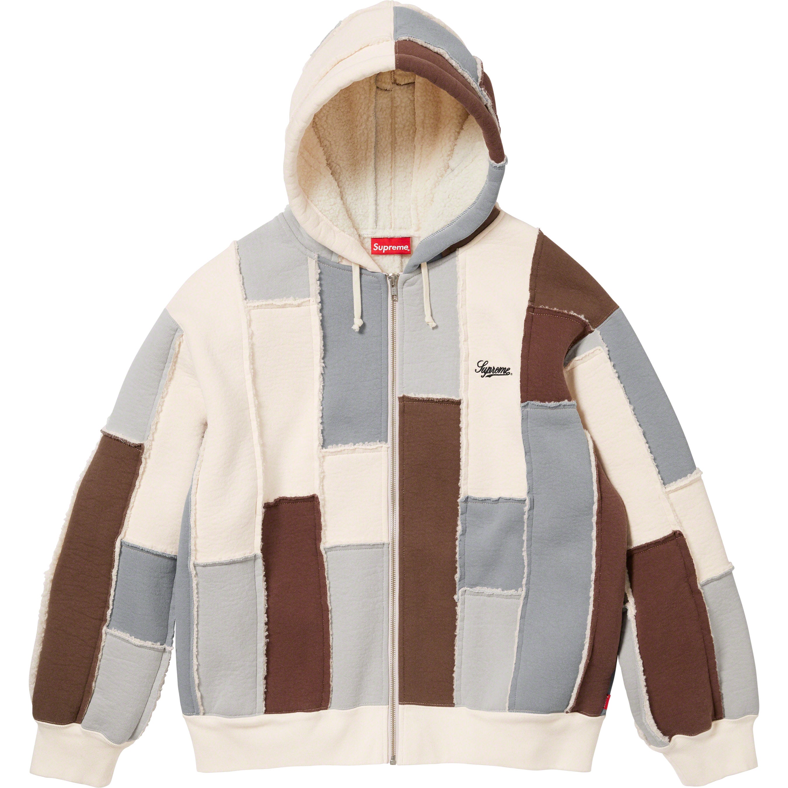 Faux Shearling Zip Up Hooded Sweatshirt