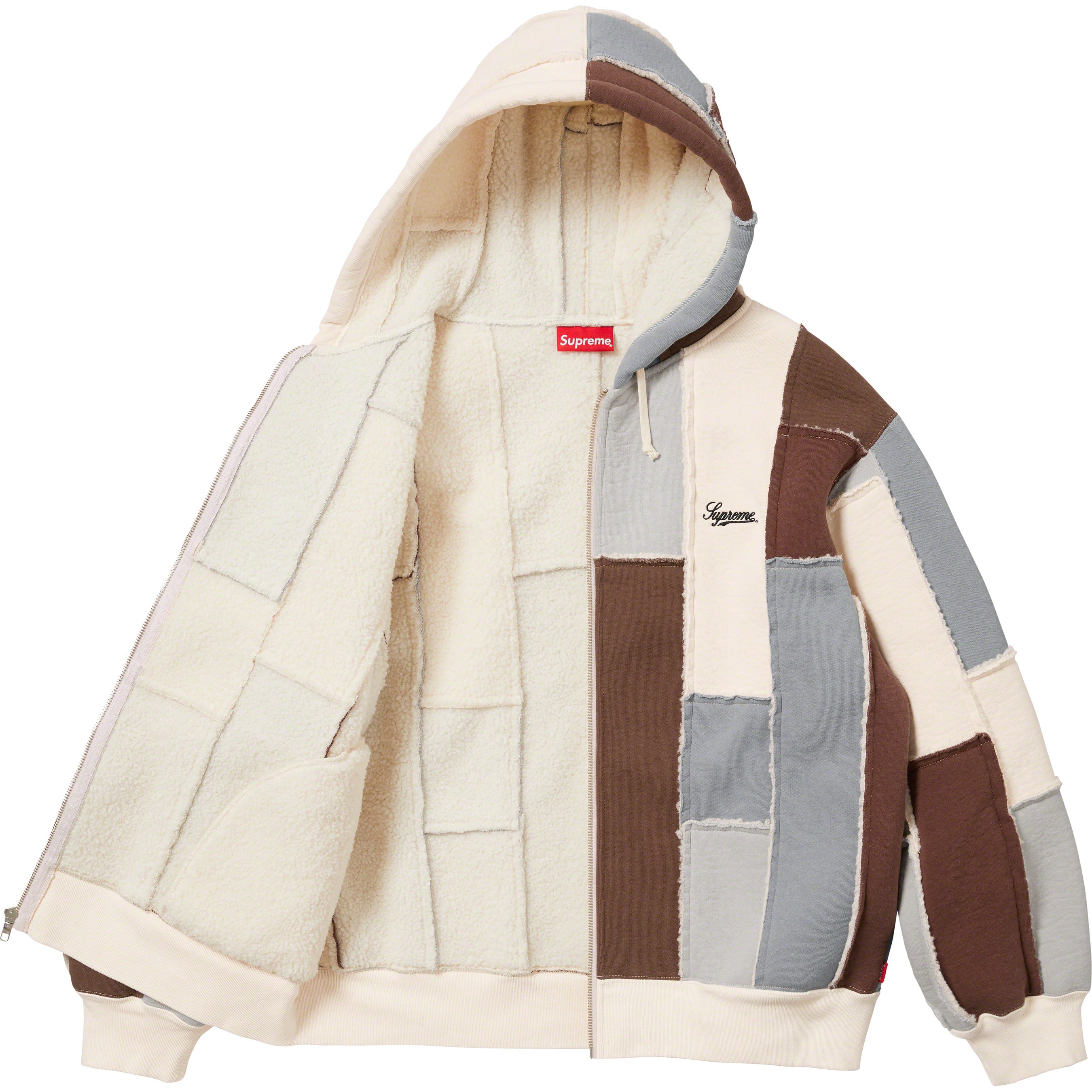 Faux Shearling Zip Up Hooded Sweatshirt
