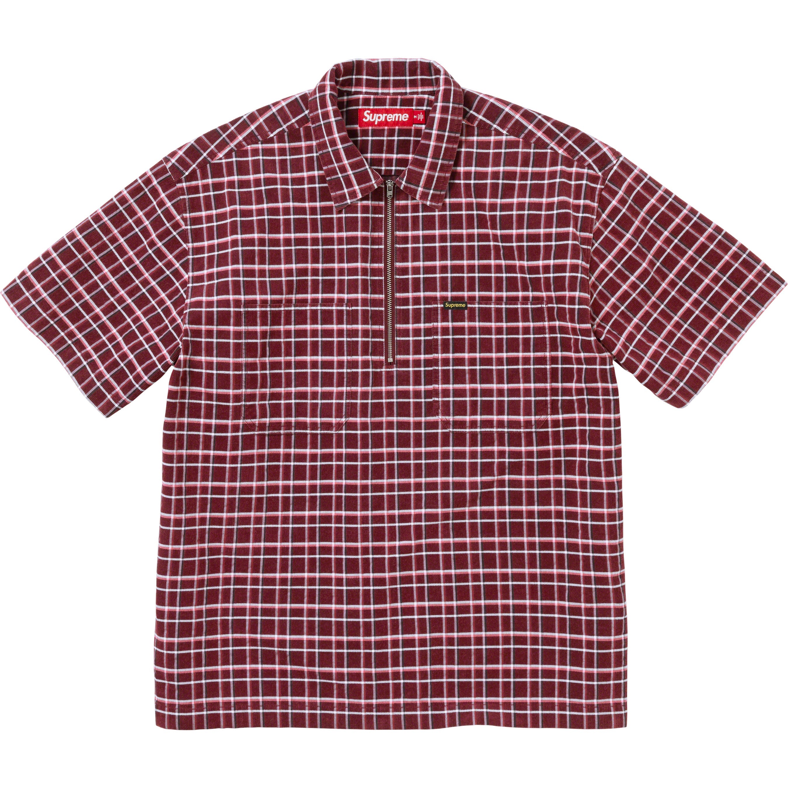 Plaid Corduroy Half Zip S/S Shirt