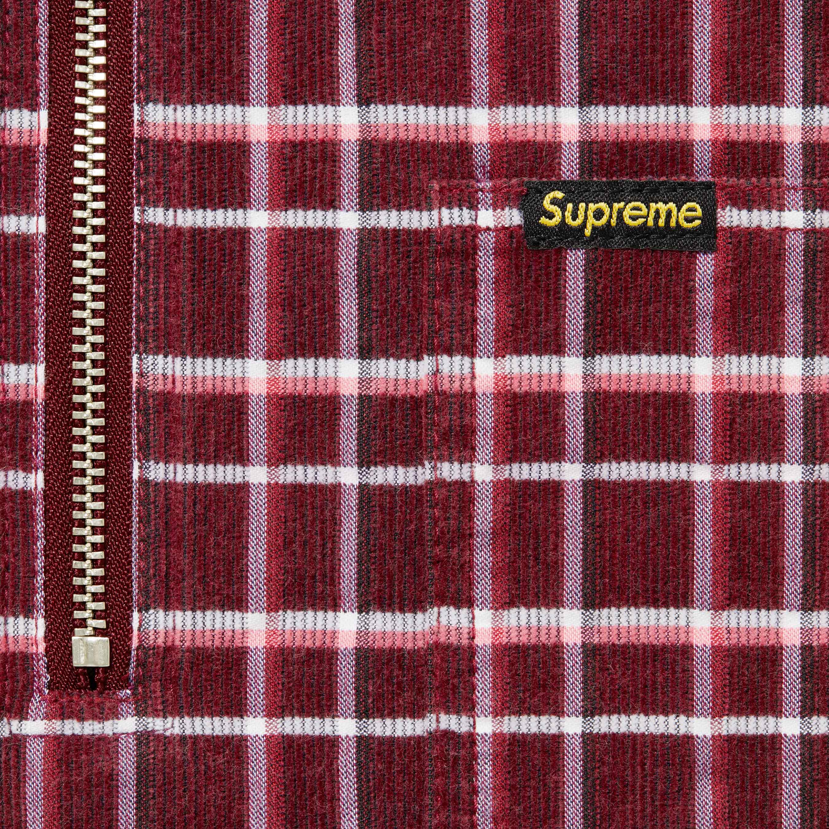 Plaid Corduroy Half Zip S/S Shirt
