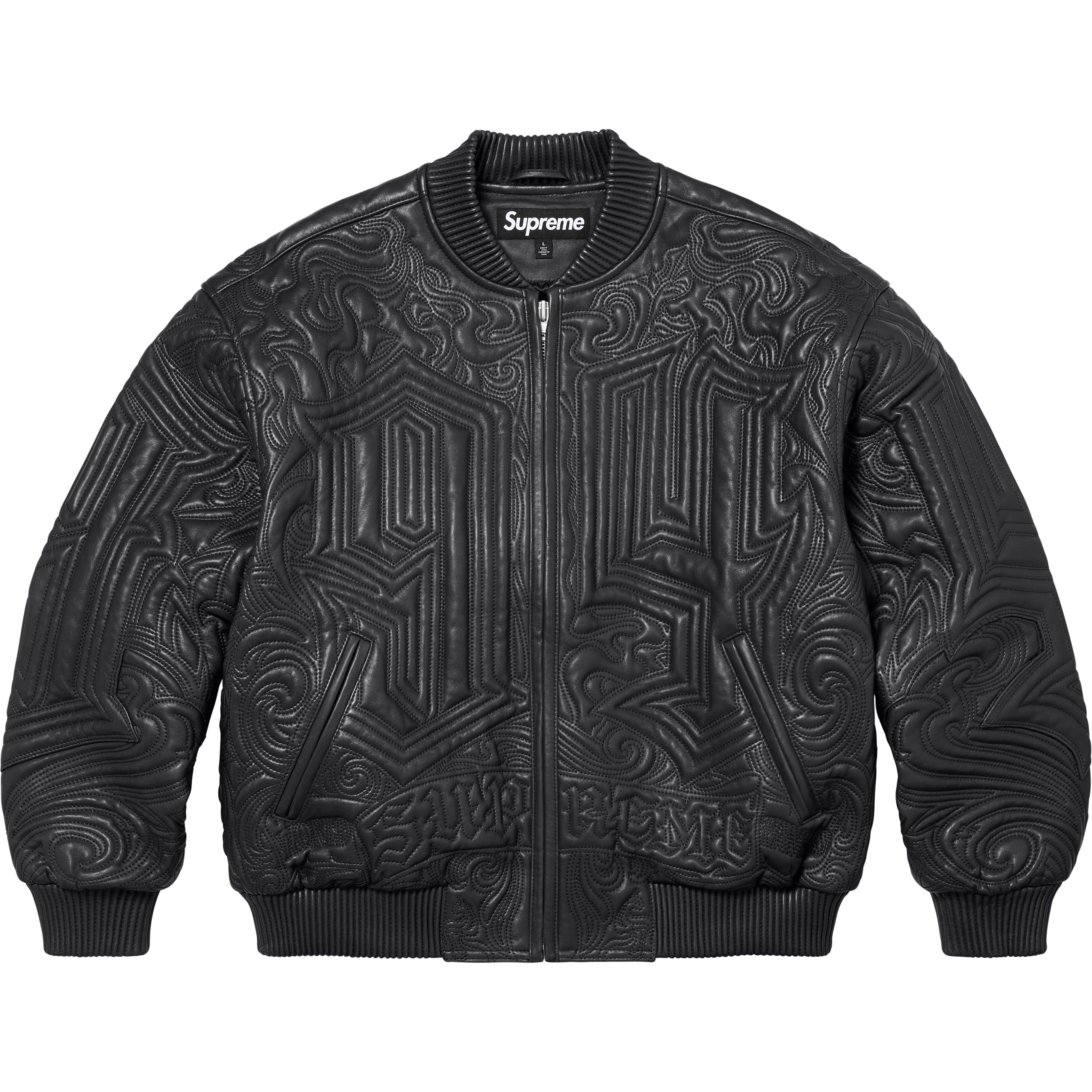Mister Cartoon Embroidered Leather Jacket