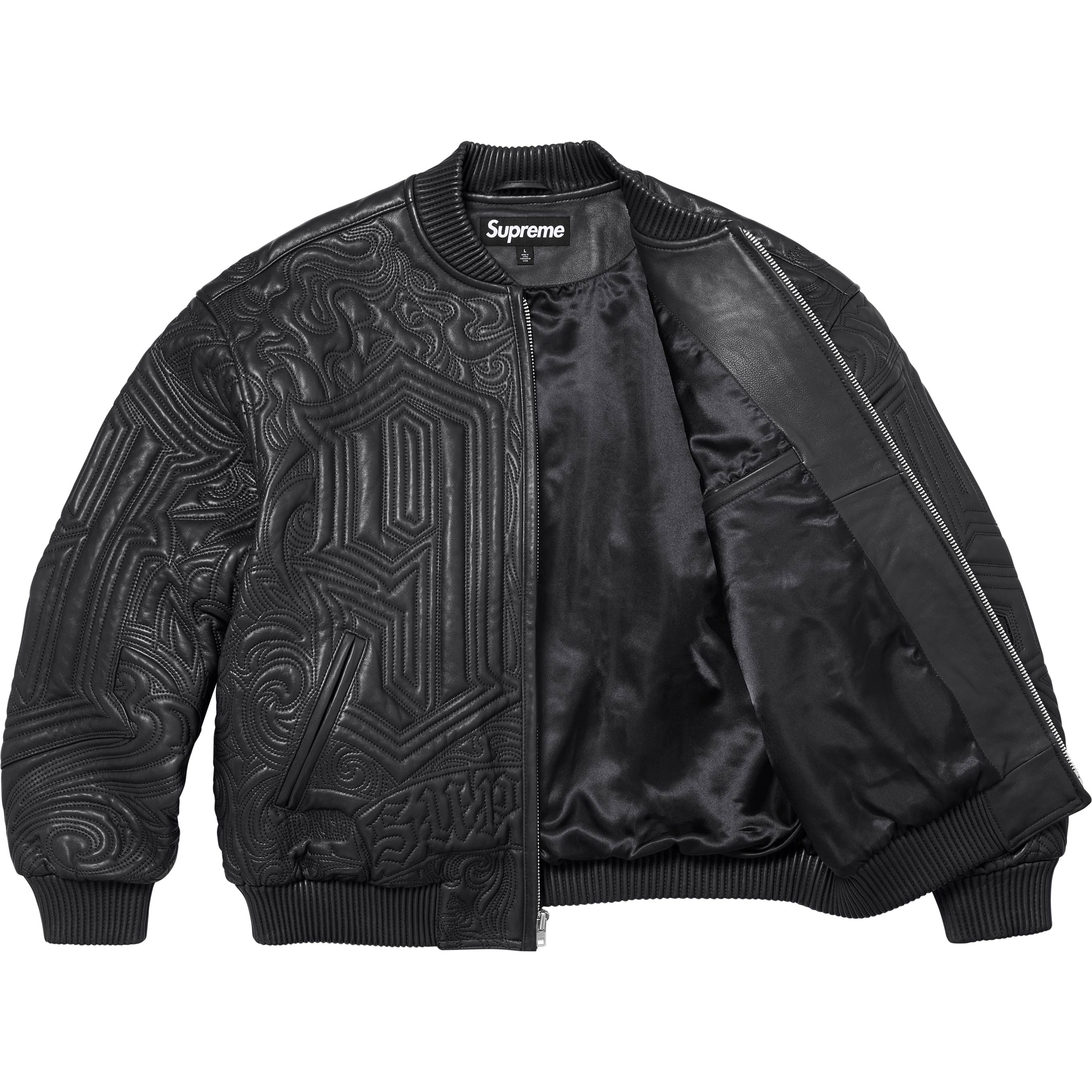 Mister Cartoon Embroidered Leather Jacket