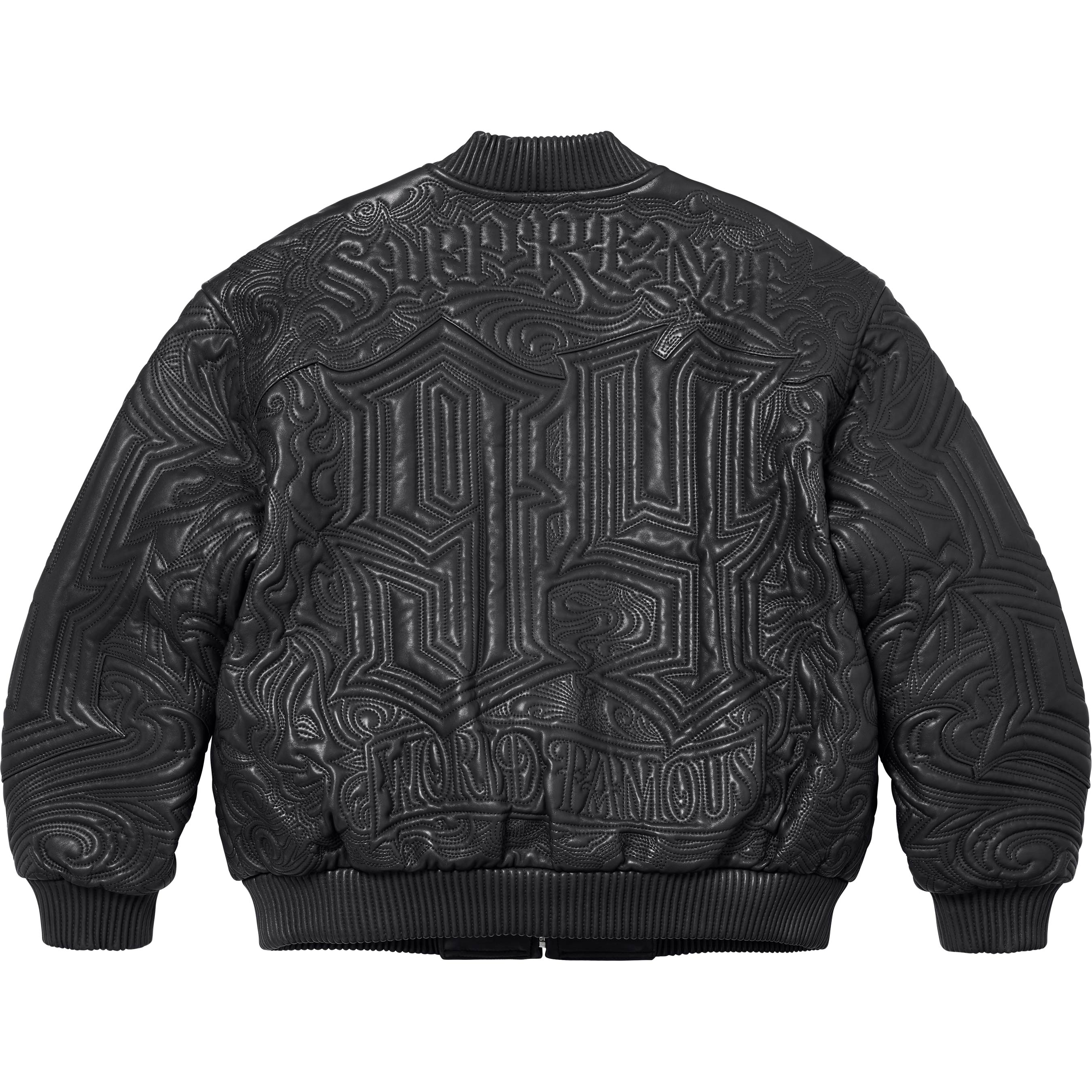 Mister Cartoon Embroidered Leather Jacket