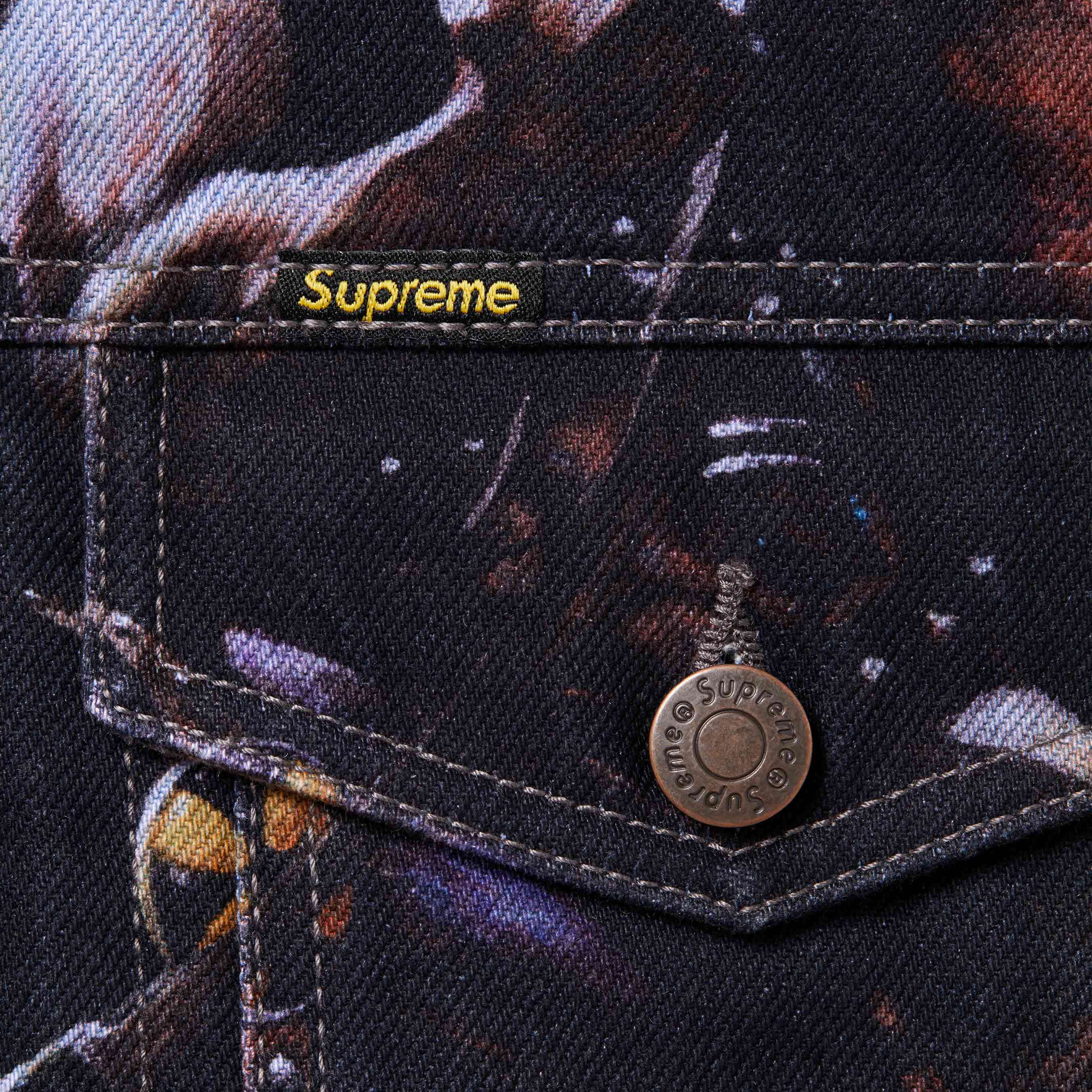 Supreme/Frank Frazetta Faux Shearling Lined Trucker Jacket